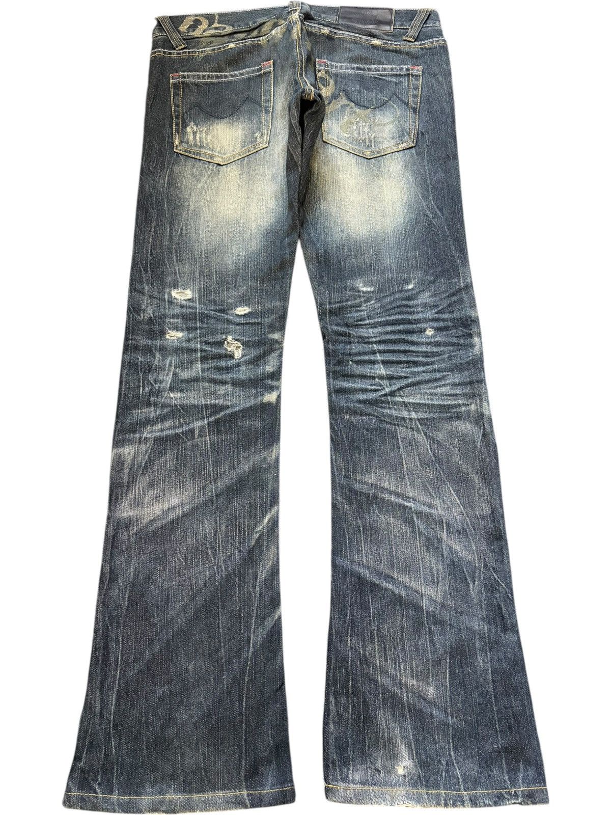 Tornado Mart Vintage Tornado Mart Painted Distress Low Rise Flare Jeans Size 32" / US 10 / IT 46 - 2 Thumbnail