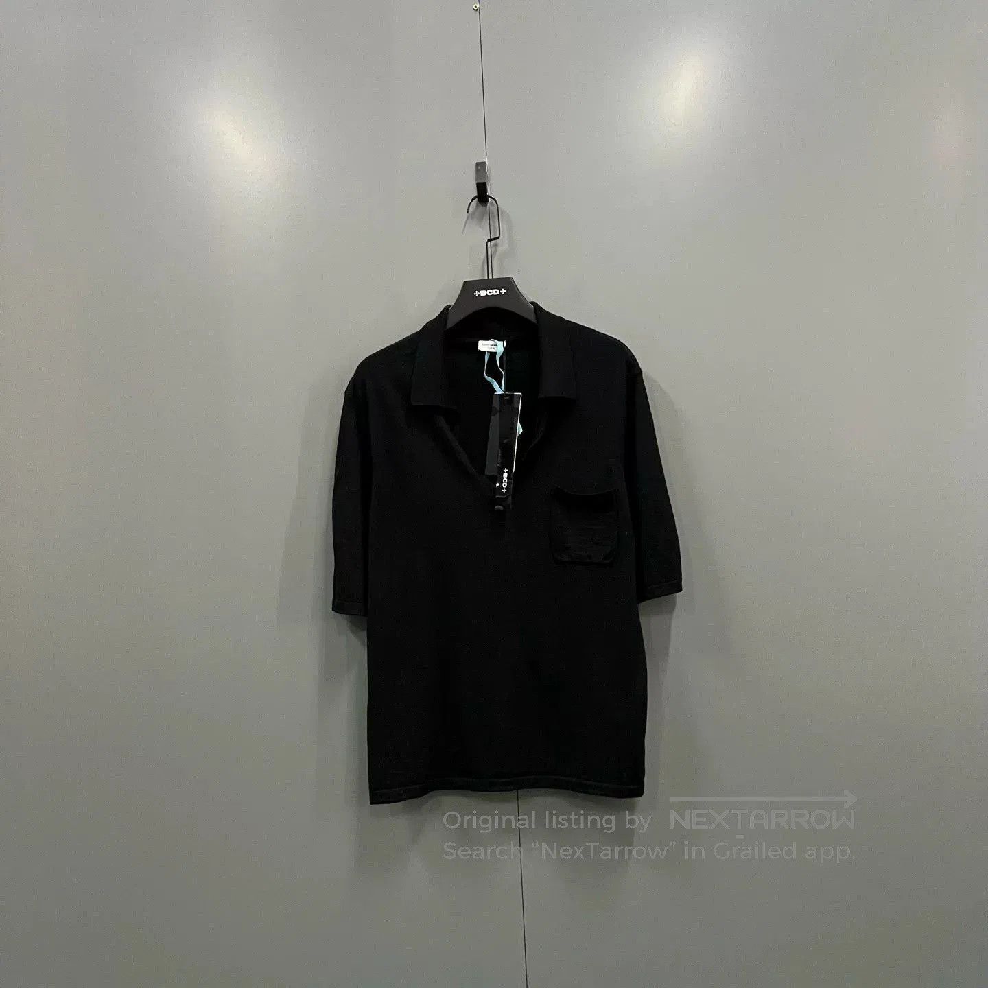 saint laurent black wool polo shirt.