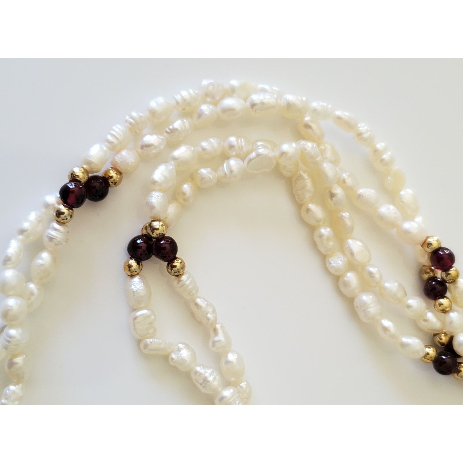 Other Vintage 18in Rice Pearl and Garnet Bead Necklace Size ONE SIZE - 3 Thumbnail