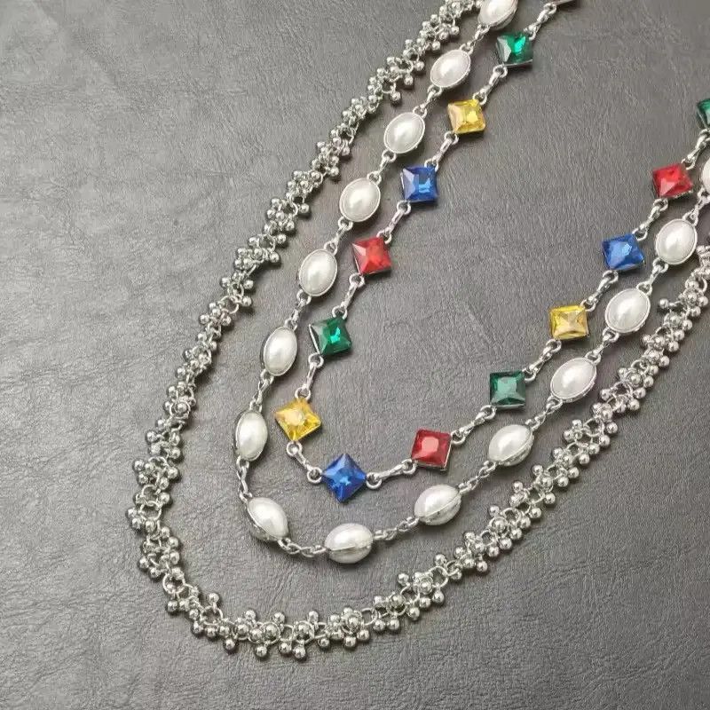 Jewelry Rhinestone Three Layers Pearl Pants Chain Waist Chain Size ONE SIZE - 5 Thumbnail