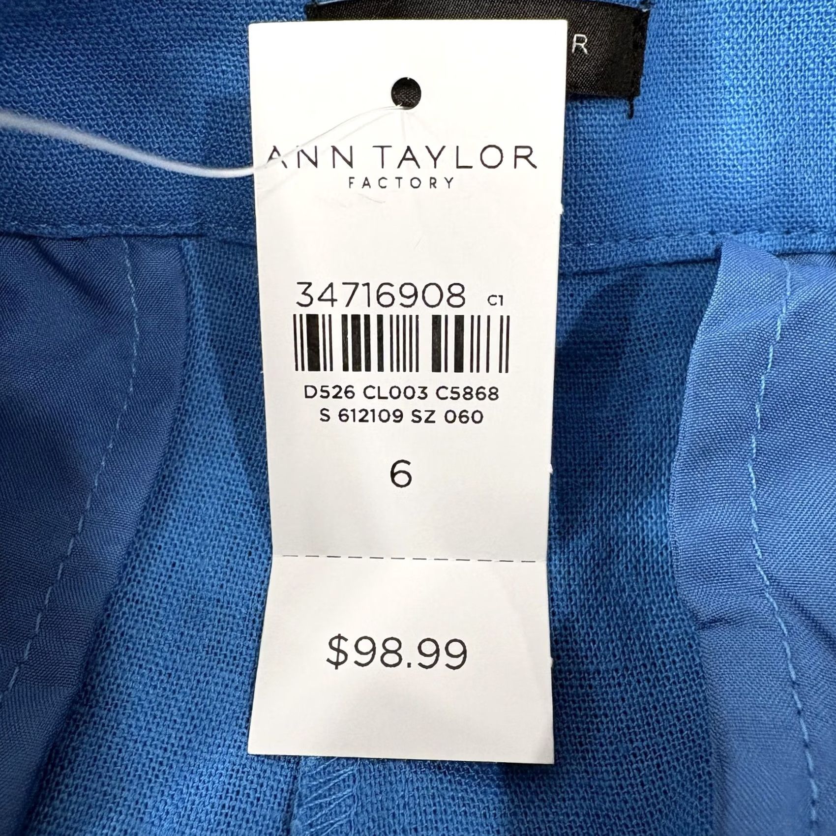 Ann Taylor Ann Taylor Factory The High Waist Wide Leg Dress Pants Womens 6 Blue Linen NWT Size 28" / US 6 / IT 42 - 7 Thumbnail