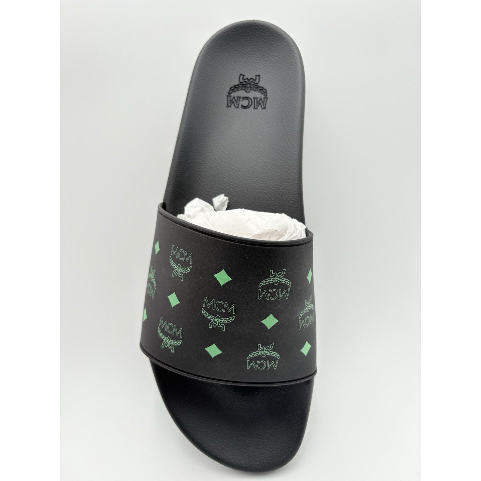 MCM MCM Monogram Print Slides ' Black Splash Green ' | NEW! Size US 12 / EU 45 - 5 Thumbnail