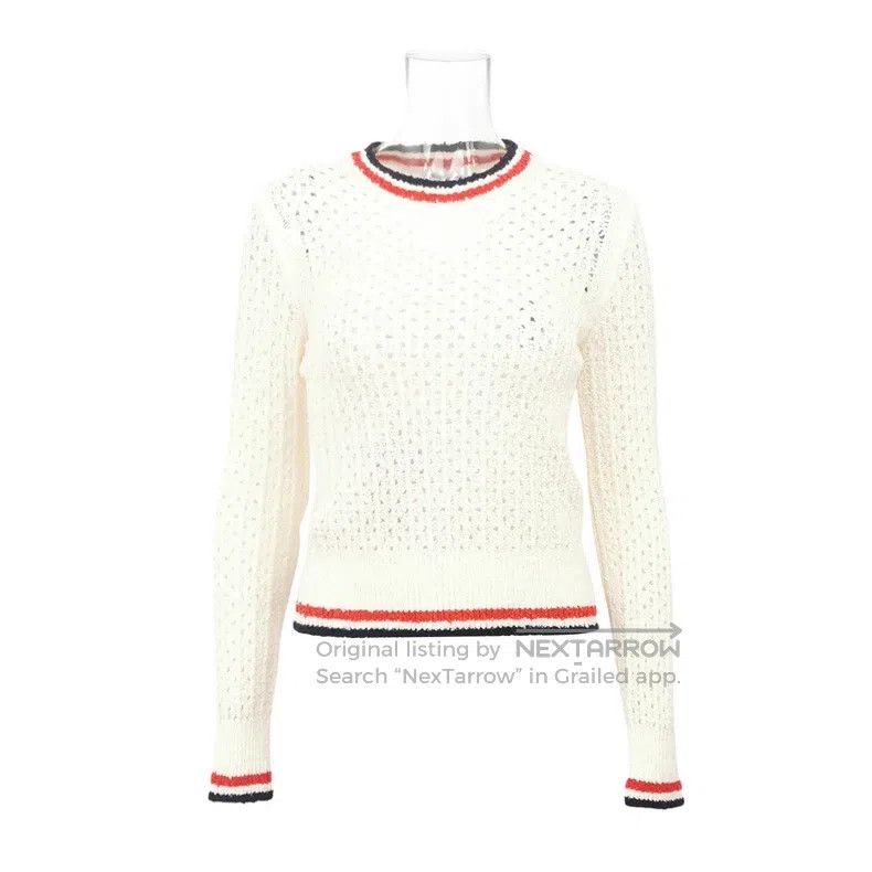 Thom Browne Thom Browne Woolen sweater with round collar and openwork Size US S / EU 44-46 / 1 - 1 Thumbnail