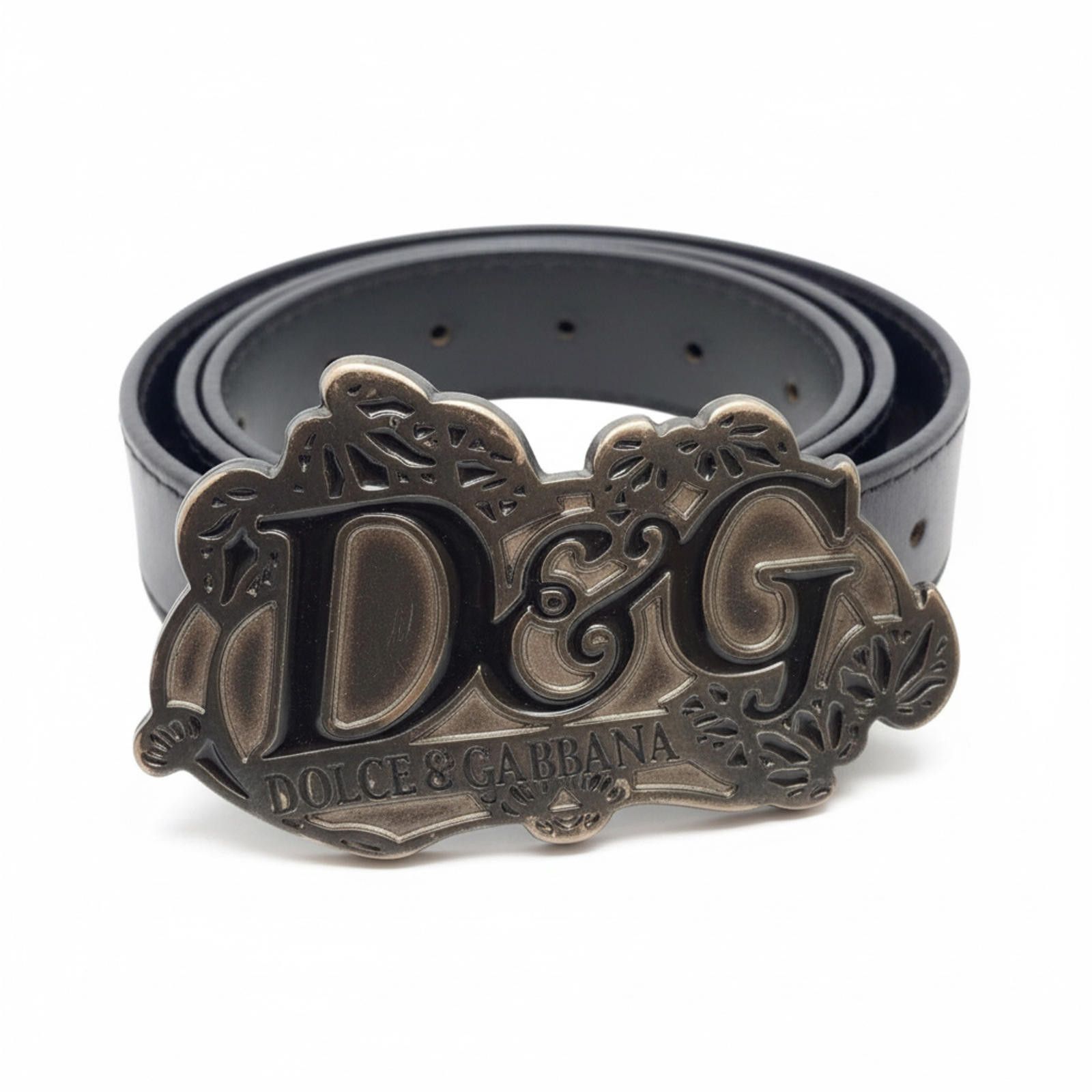 Dolce & Gabbana Dolce & Gabbana - Black Leather Belt Decorative D&G Size ONE SIZE - 1 Thumbnail