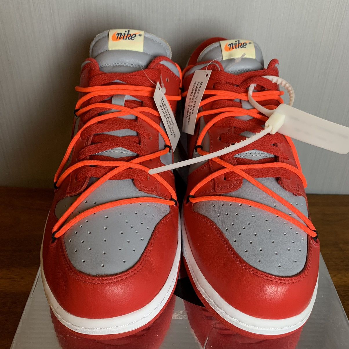 Nike × Off-White × Virgil Abloh Off-White Nike Dunk Low University Red Size US 12 / EU 45 - 5 Thumbnail