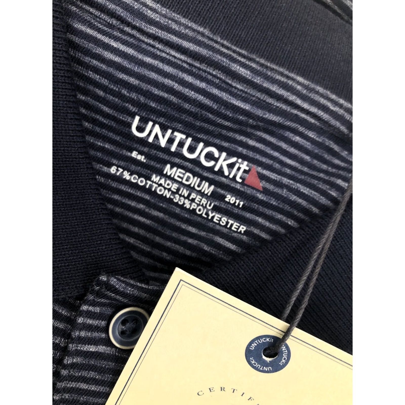 UNTUCKit UNTUCKit Polo Shirt Striped Long Sleeve Md. Navy Blue / Gray Men Shirt Tag New with Tags Size US M / EU 48-50 / 2 - 7 Thumbnail