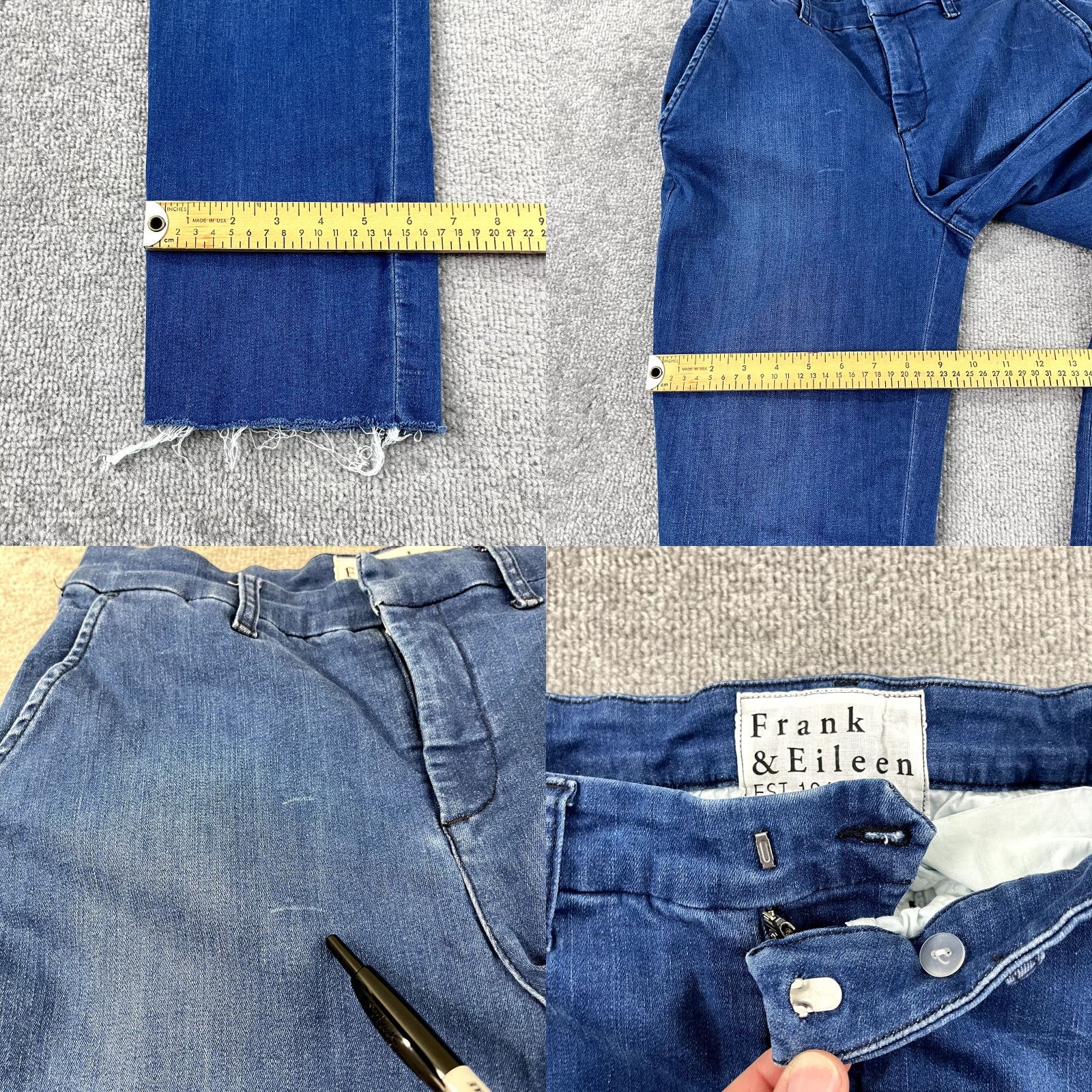 Frank & Eileen FRANK & EILEEN Jeans Womens 8 Wicklow Denim Stretch Raw Edge Cropped 5-Pocket Blue Size 30" / US 8 / IT 44 - 8 Thumbnail