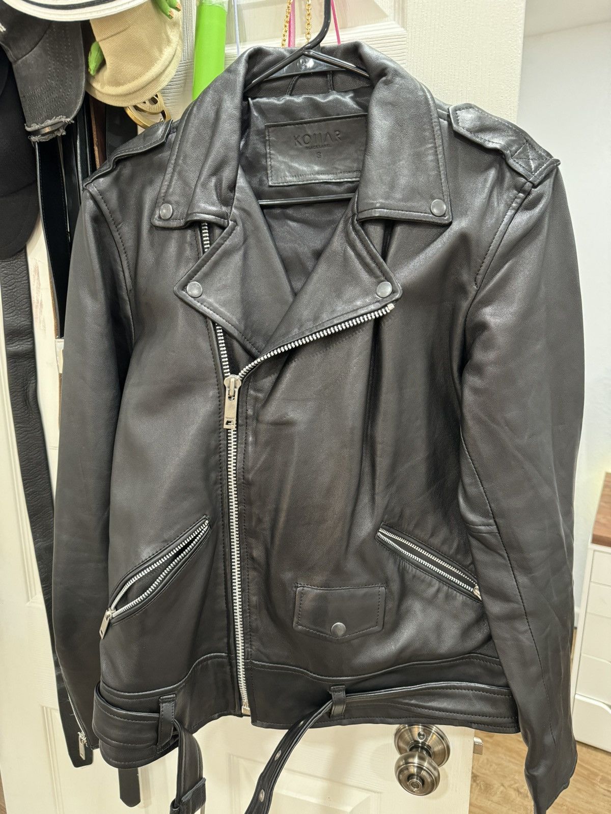 image of Kollar Clothing Leather Jacket in Black, Men's (Size Small)