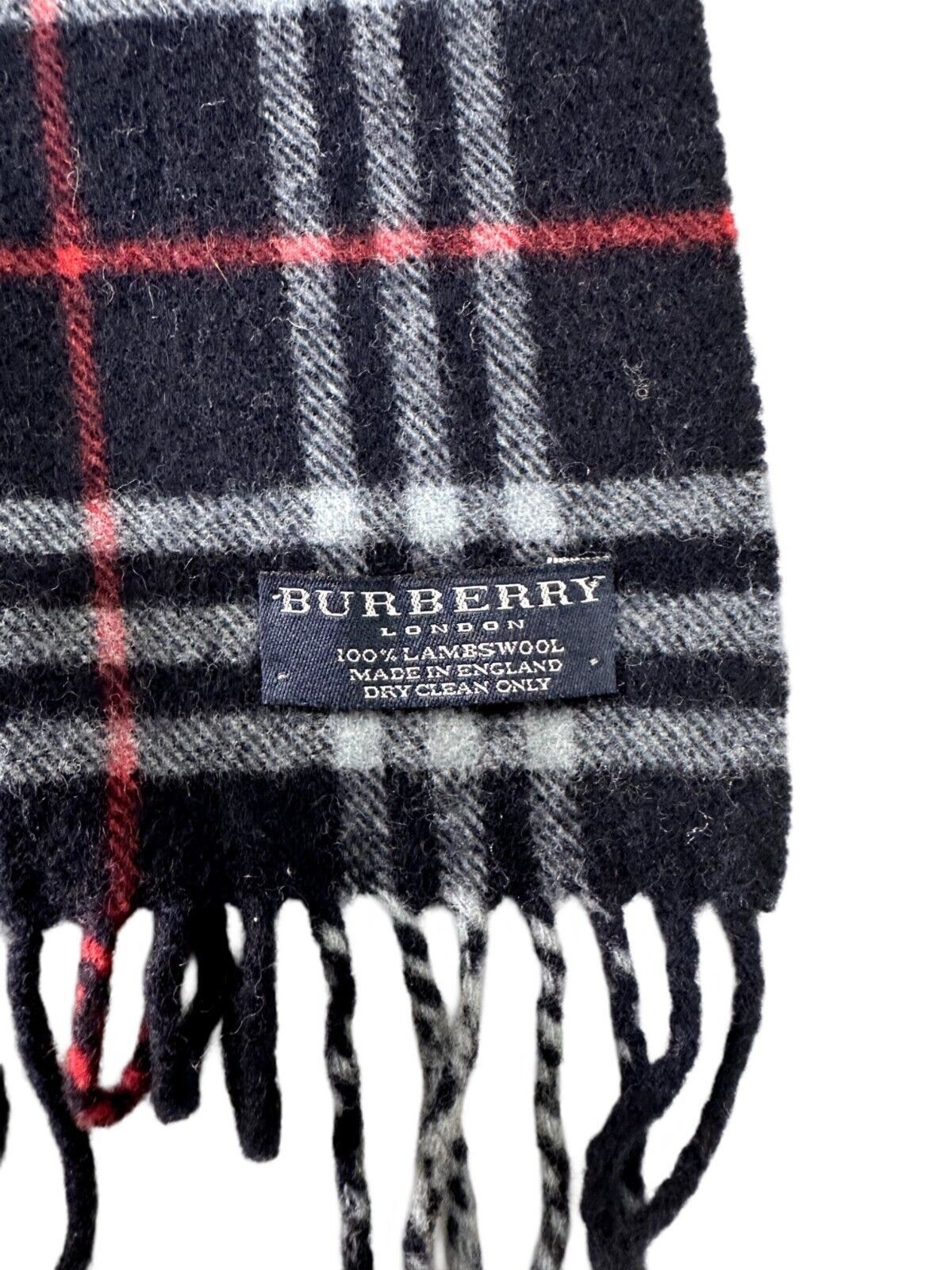 Burberry Burberry Vintage Unisex Scarf Navy Blue 100% Lambswool Size ONE SIZE - 3 Thumbnail