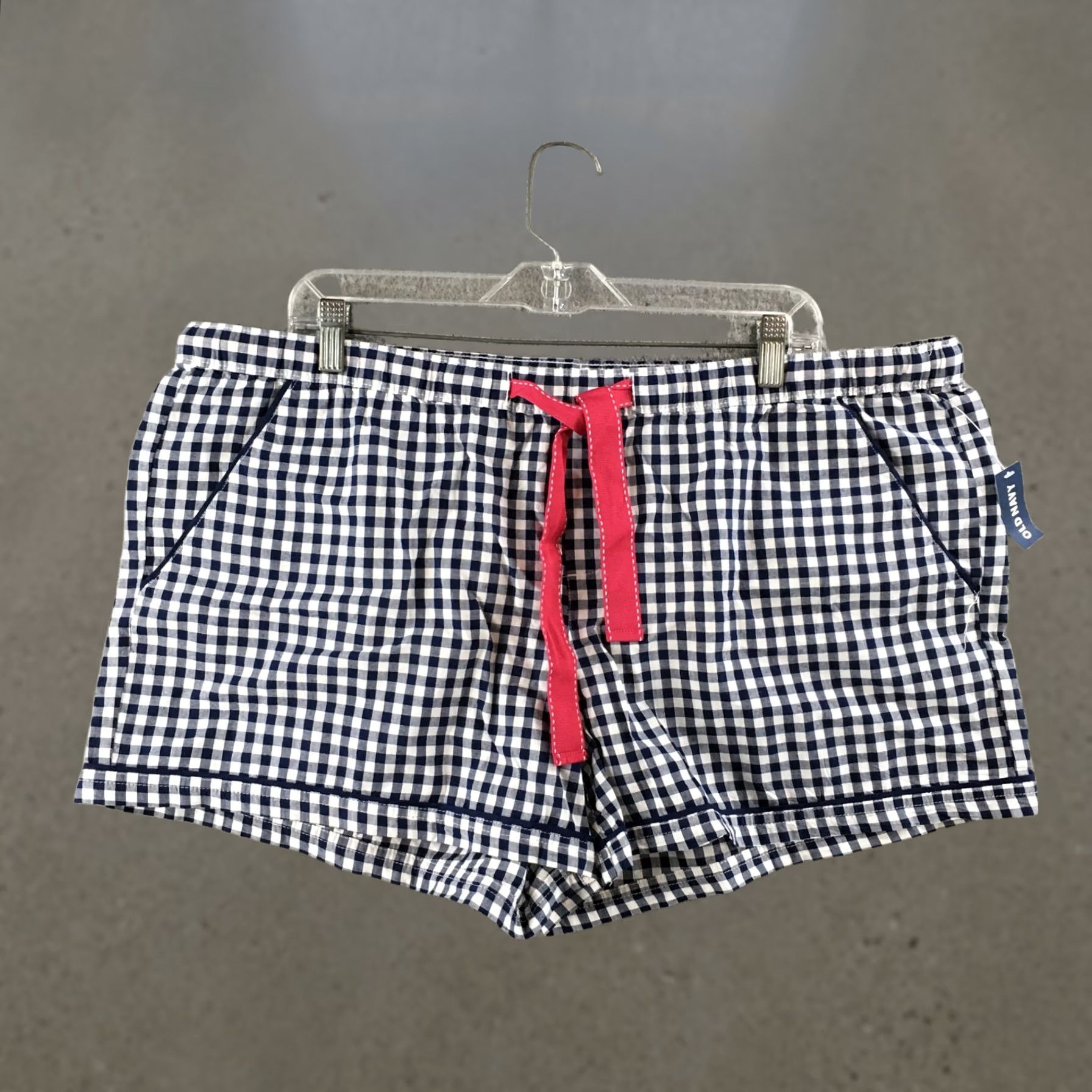 Old Navy Old Navy Lounge Shorts Women XL Blue White Gingham Elastic Waist Drawstring NEW Size 40" / US 18 - 1 Thumbnail
