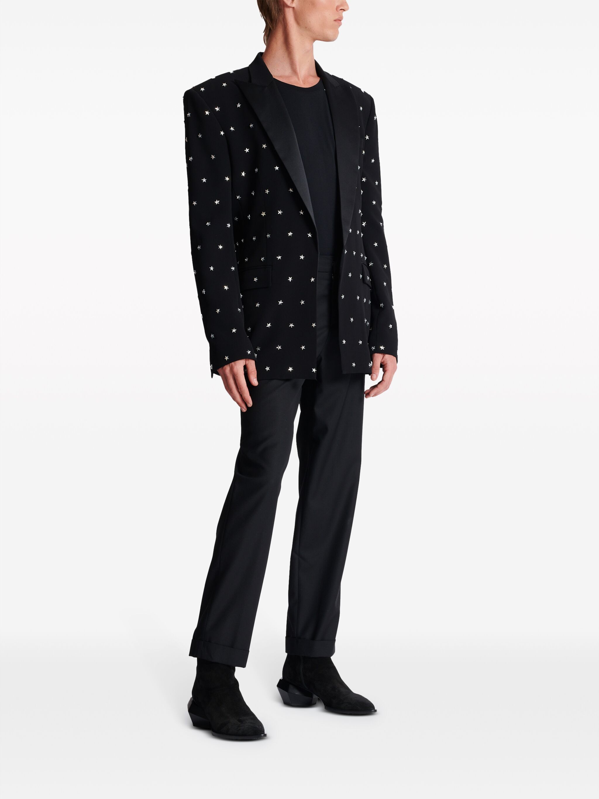 Balmain o1s1wg110125 Stars Embroidered Blazer in Black Size US L / EU 52-54 / 3 - 3 Thumbnail
