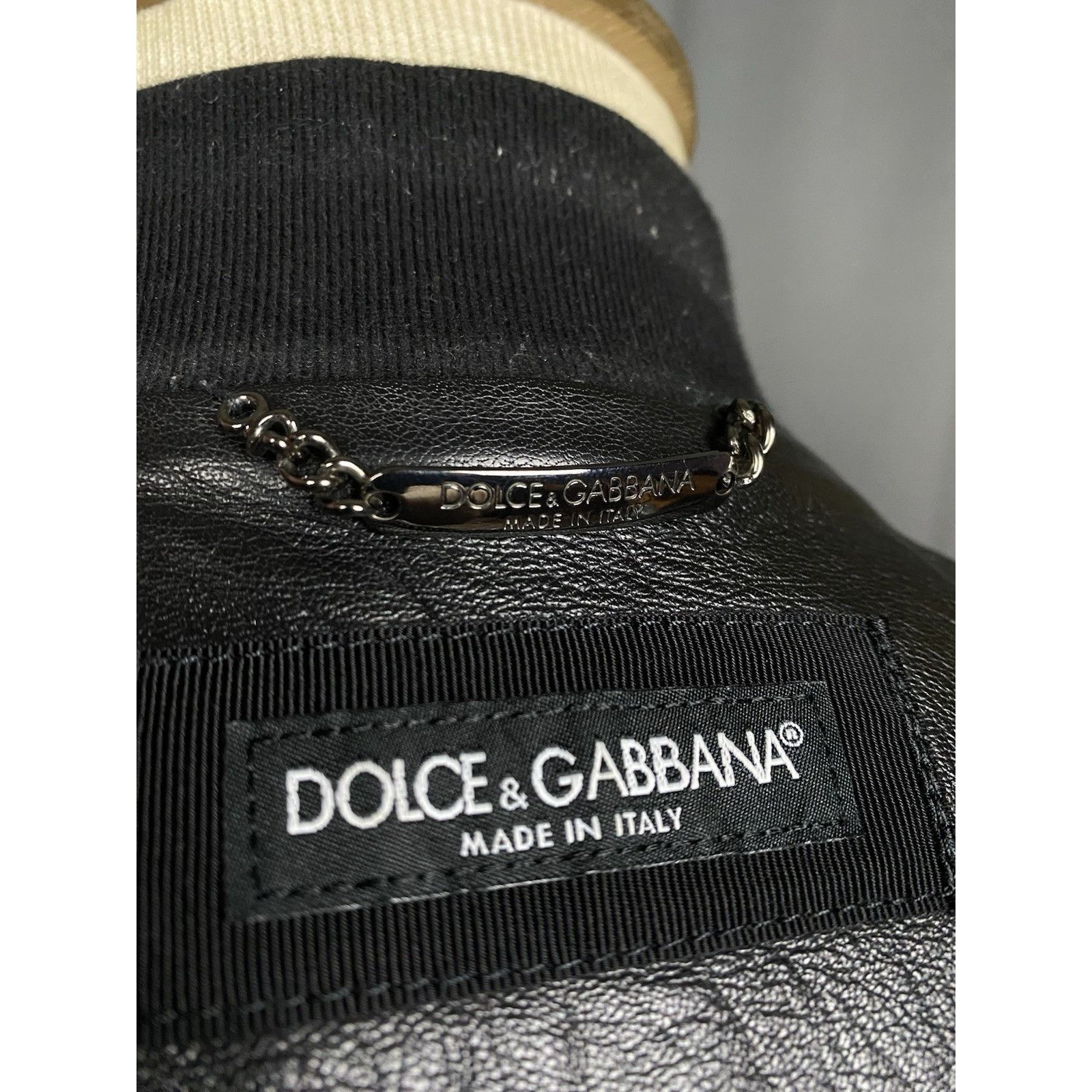 Dolce & Gabbana MINT! Dolce&Gabbana Men's Black Leather Bomber Jacket Size 5 Size US L / EU 52-54 / 3 - 9 Thumbnail