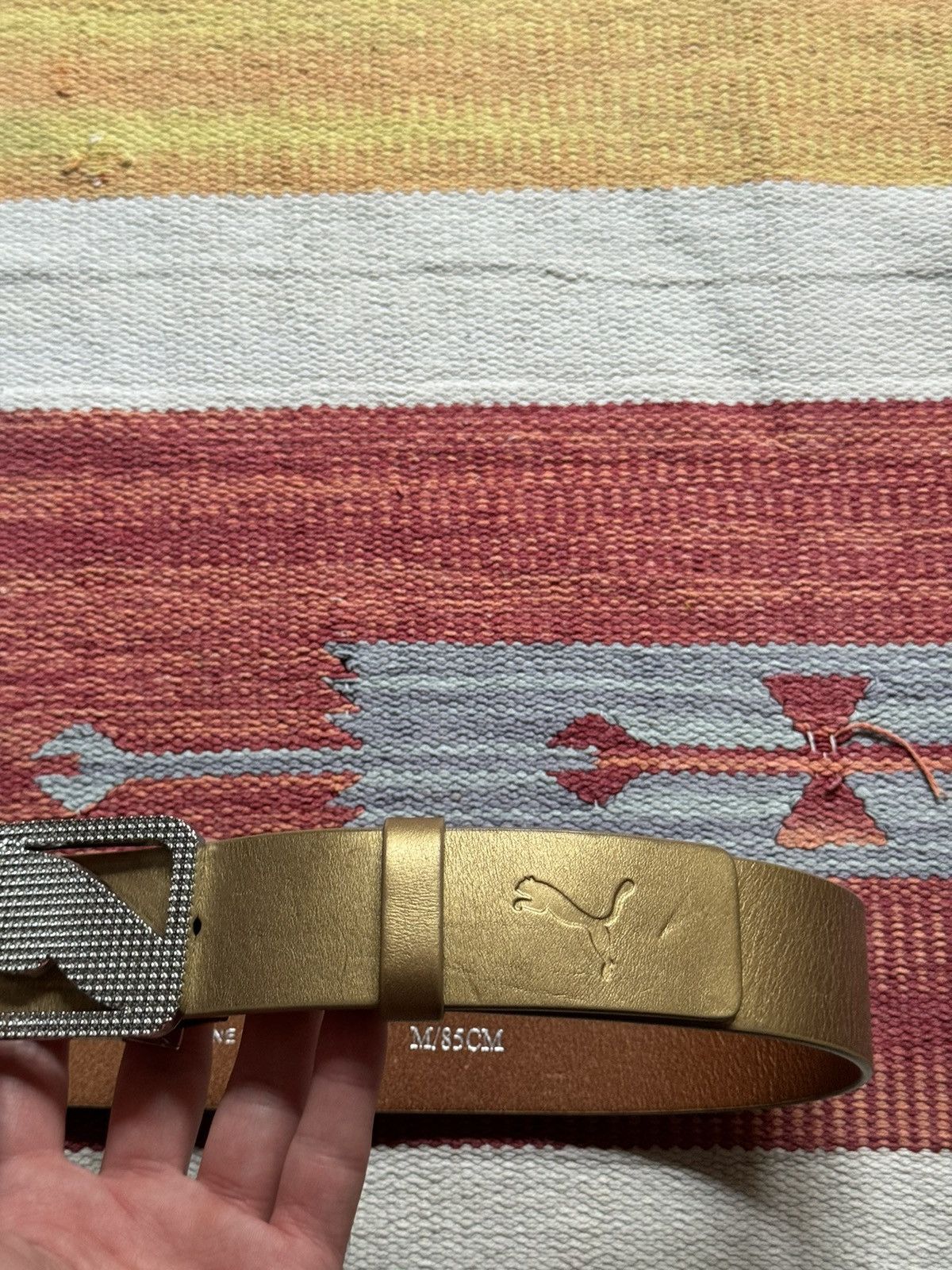 Puma Vintage Puma Women’s y2k Japanese Gold Genuine Leather Belt Size ONE SIZE - 3 Thumbnail