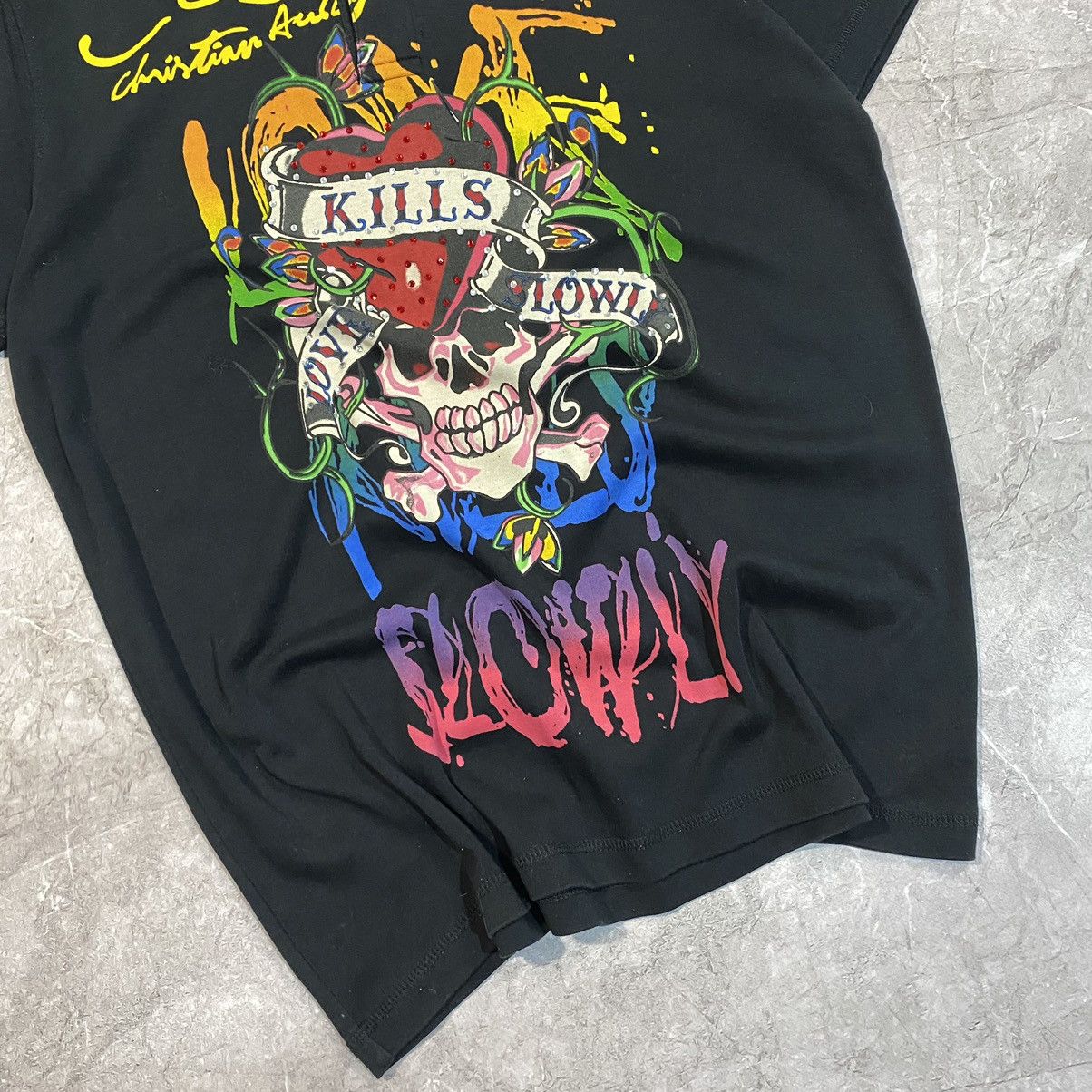 Christian Audigier VINTAGE ED HARDY POLO TEE BIG LOGO 00s Size US L / EU 52-54 / 3 - 4 Thumbnail