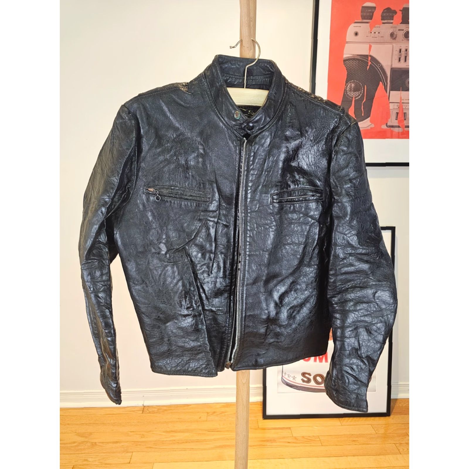 Sears VINTAGE Sears Motorcycle Leather Jacket Mens SZ 42 Black Leather Jacket 70's Insulated Size US XS / EU 42 / 0 - 2 Thumbnail