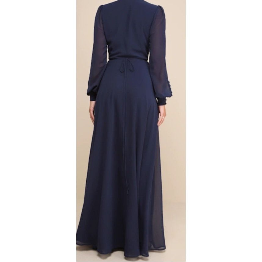Other LULUS Dark Navy Blue Long Sleeve Wrap Dress - Size 3X Size 3XL / US 20-22 - 11 Thumbnail