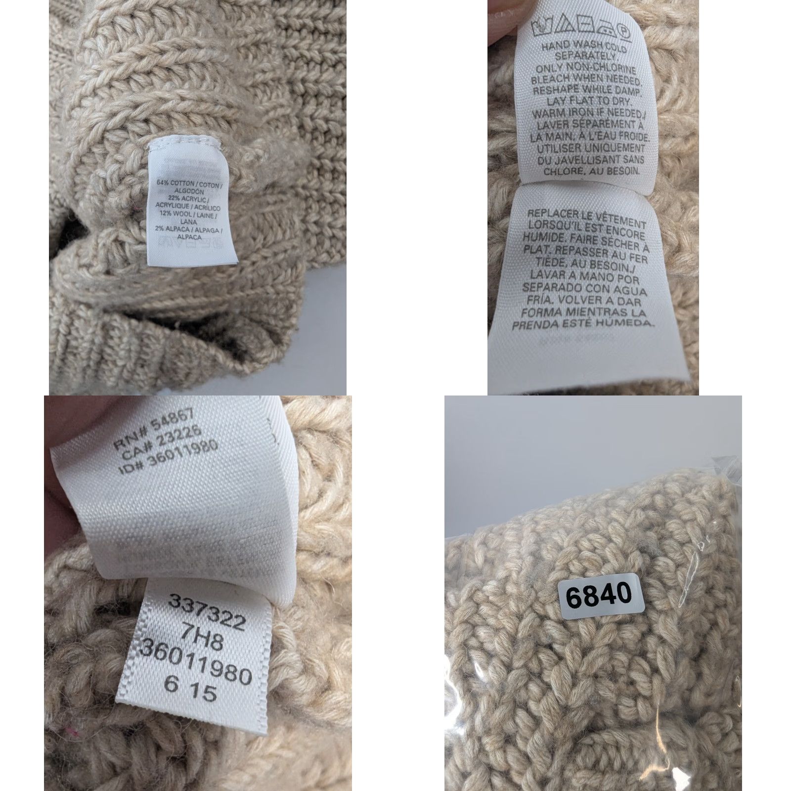 Victoria's Secret Victoria's Secret Sweater Size XS/S Beige Chunky Cable Knit Oversized Ponch Size L / US 10 / IT 46 - 8 Thumbnail