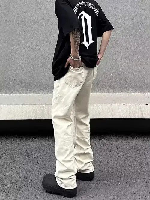 Japanese Brand × Jean High street apricot straight-leg micro-flared jeans Size US 32 / EU 48 - 2 Thumbnail