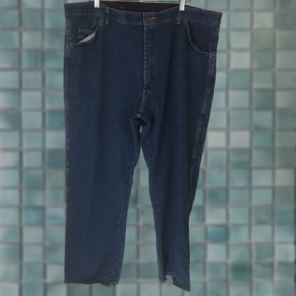 Wrangler Wrangler Jeans Mens Regular High Rise Blue Denim 42X30 Adult Regular 31 Inseam 5-Pocket Comfort Stretch Cowboy Casual Mens Size US 42 / EU 58 - 1 Thumbnail