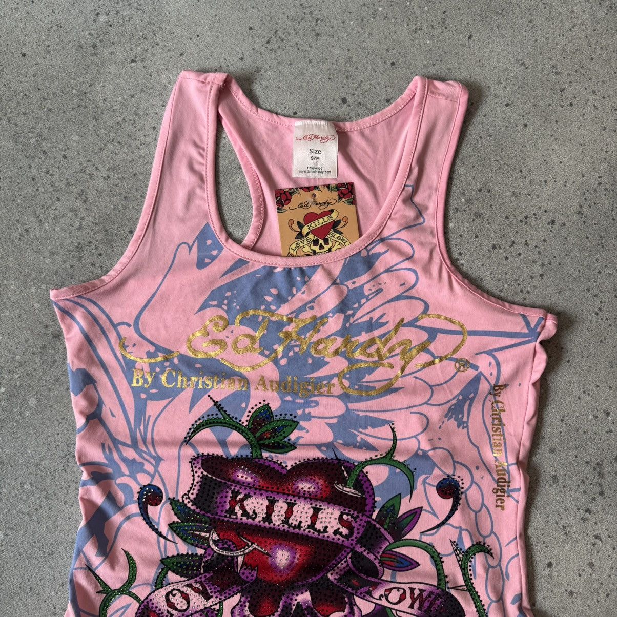 Ed Hardy Ed Hardy Y2K Vintage Love Kills Slowly Pink Tank Top Size M / US 6-8 / IT 42-44 - 2 Thumbnail