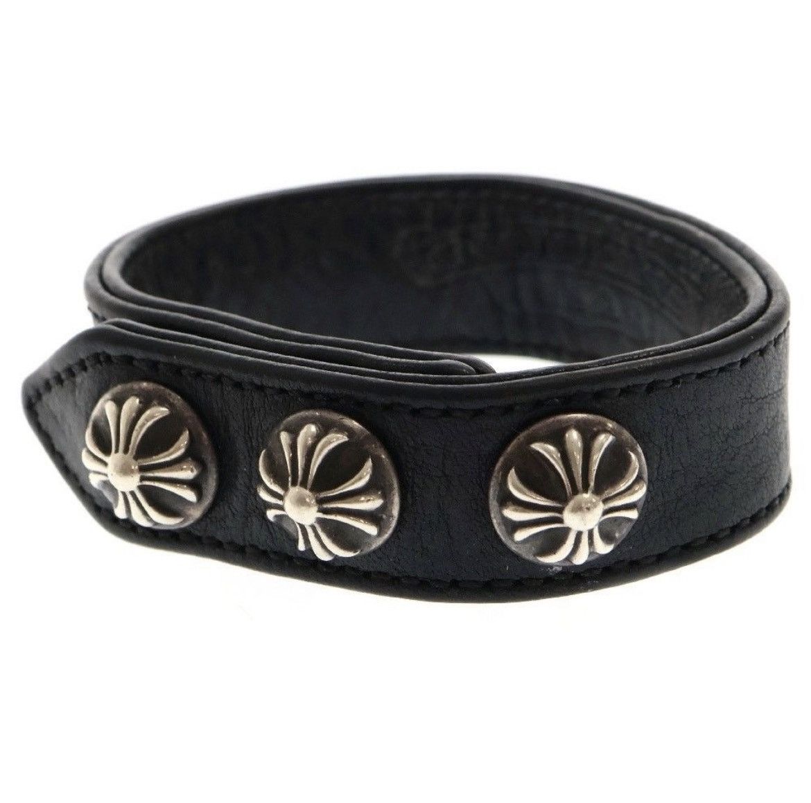 Chrome Hearts 3 BTN 2SNP Cross Ball Buttons 2 Snap Leather