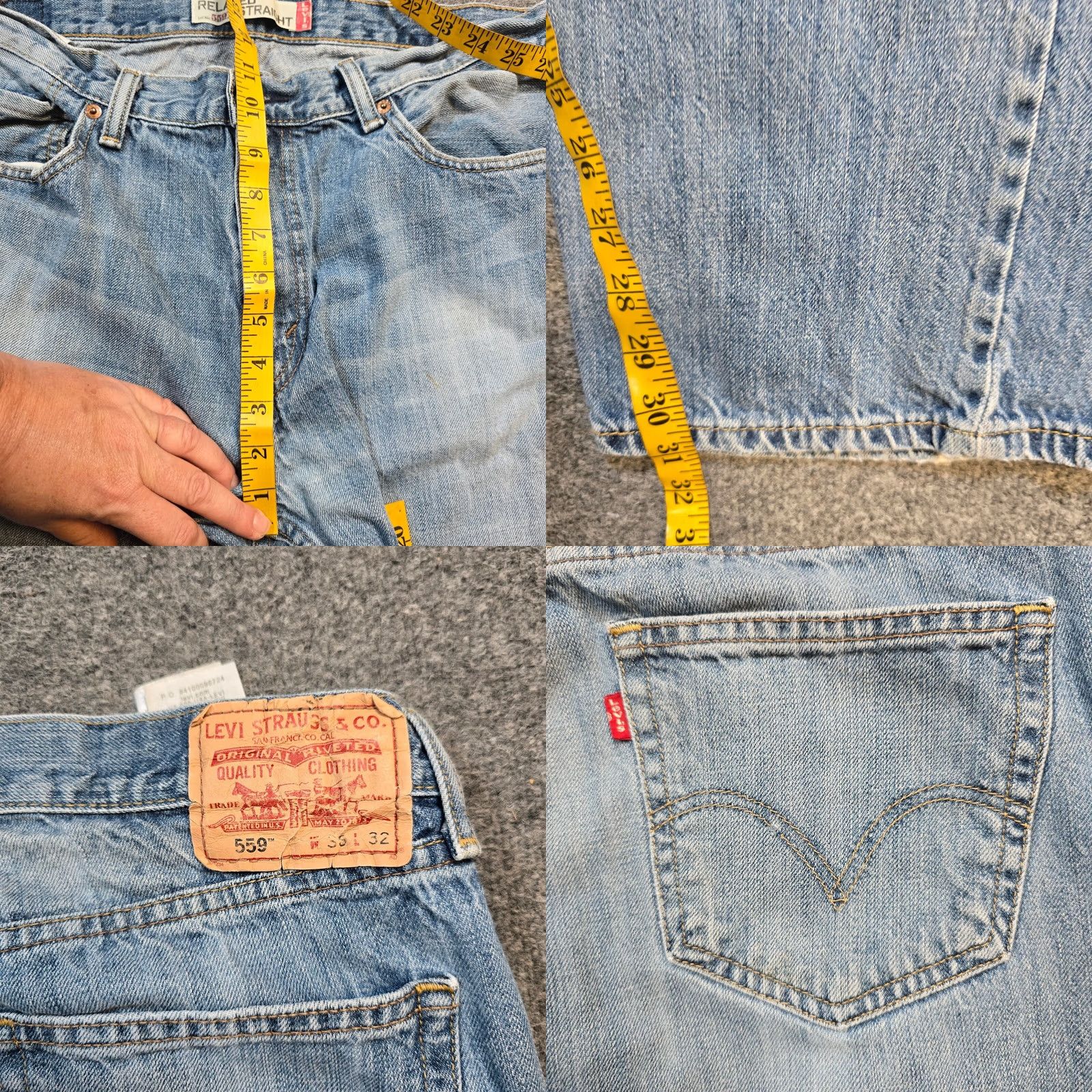 Levi's Levi's 559 Jeans Men 36x32 Blue Baggy Straight Distressed Grunge Loose Y2K 5-Pocket Denim Cotton Vintage Patina Womens Mens Girls Size US 36 / EU 52 - 8 Thumbnail