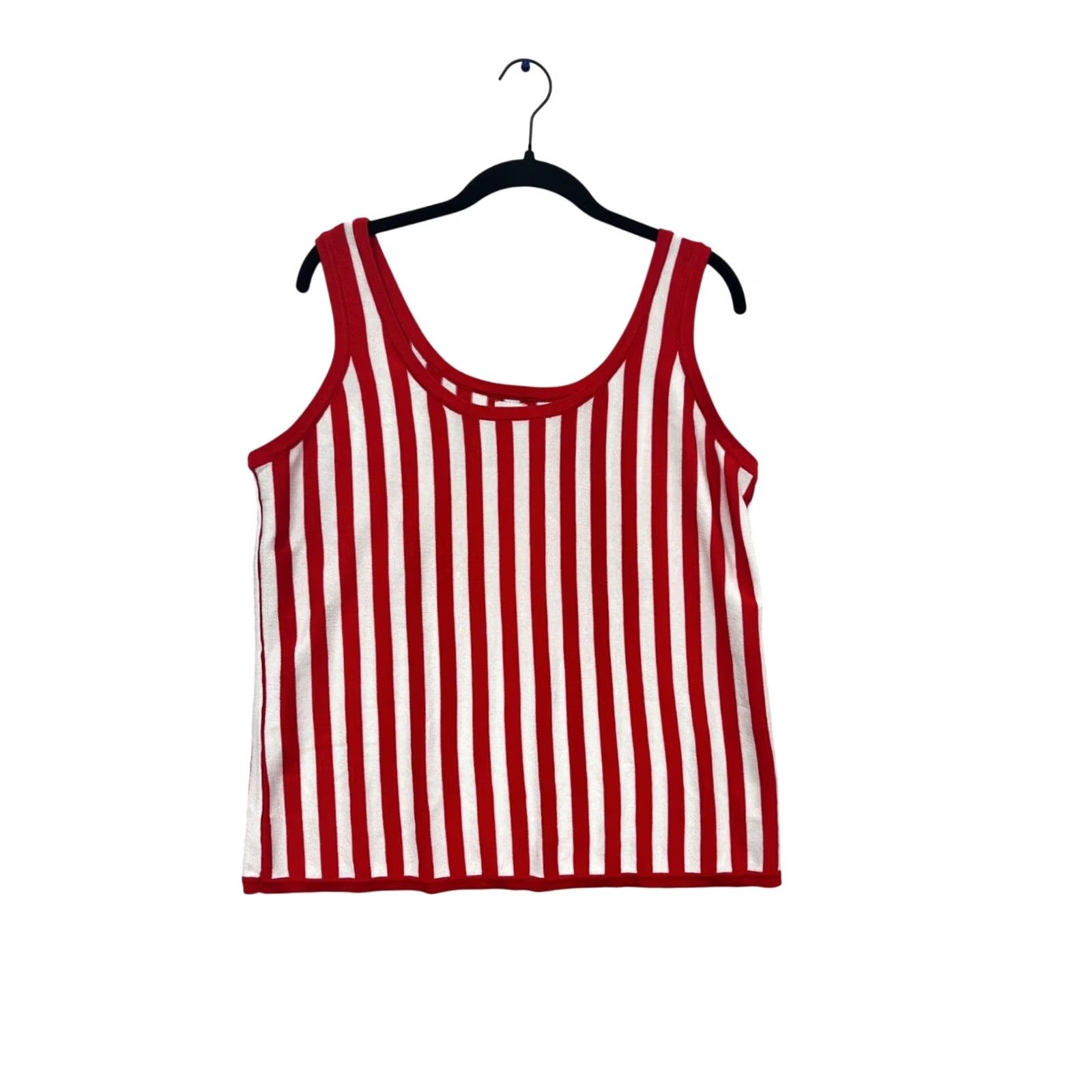 Anne Klein Anne Klein Tank Womens S Red Striped Tank Top #688A Size S / US 4 / IT 40 - 2 Thumbnail