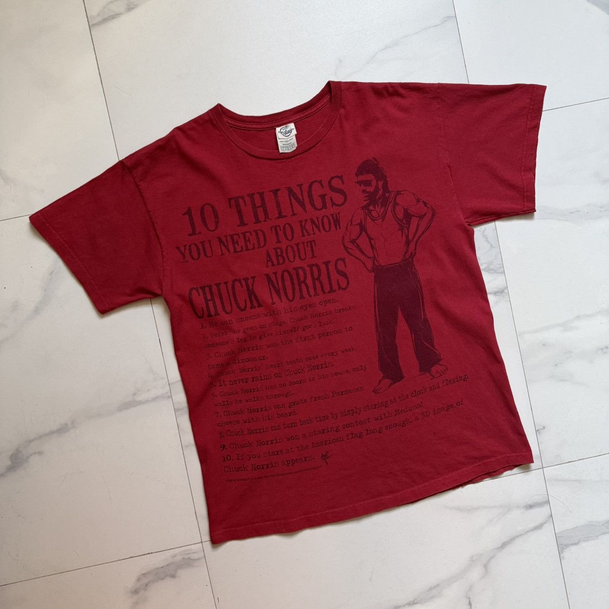 Vintage Vintage Y2K 10 Things About Chuck Norris T-Shirt Size US L / EU 52-54 / 3 - 3 Thumbnail