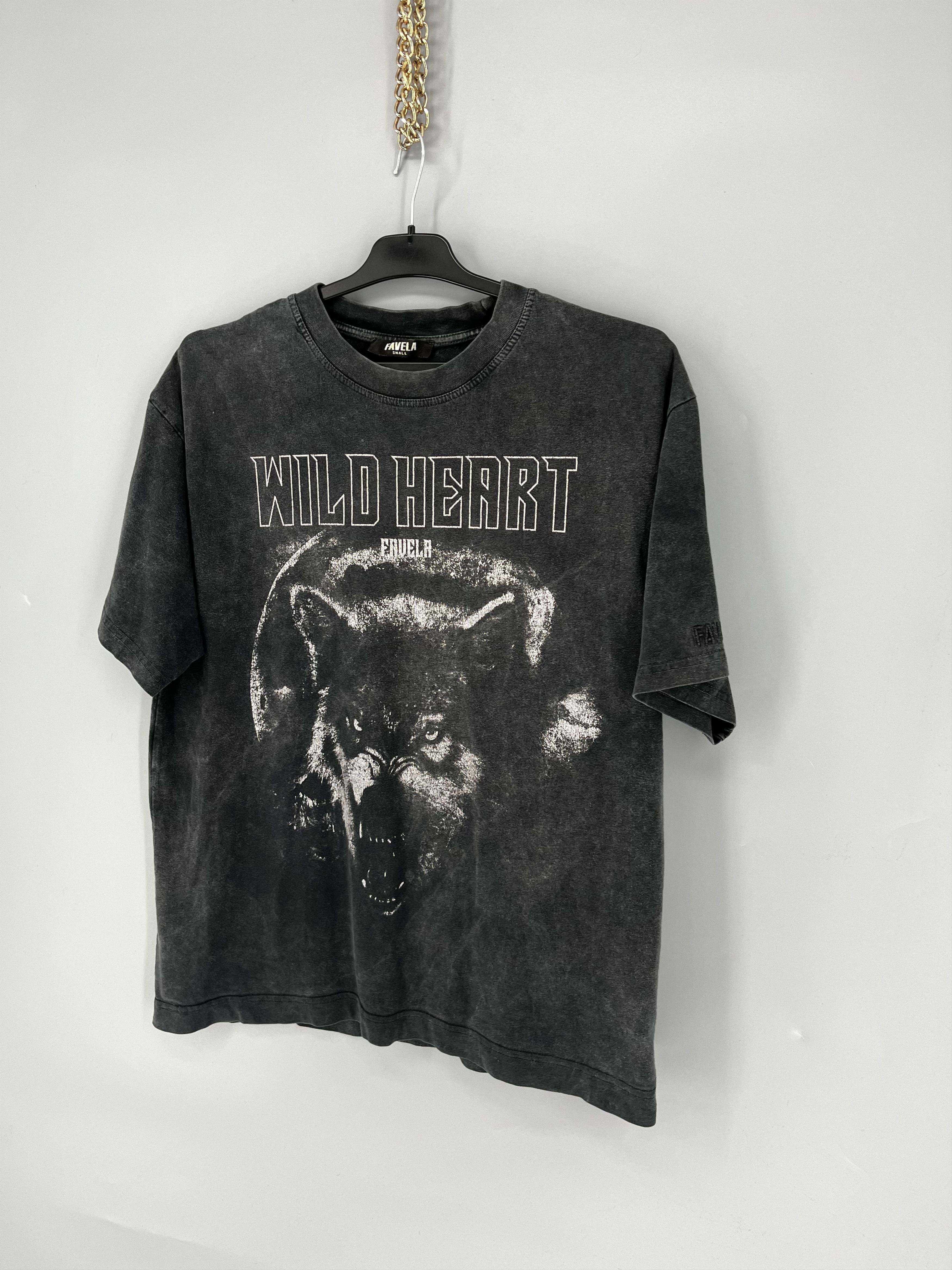 FAVELA FAVELA Vintage Wolf Tee “Wild Heart” Washed Black S Size US S / EU 44-46 / 1 - 3 Thumbnail
