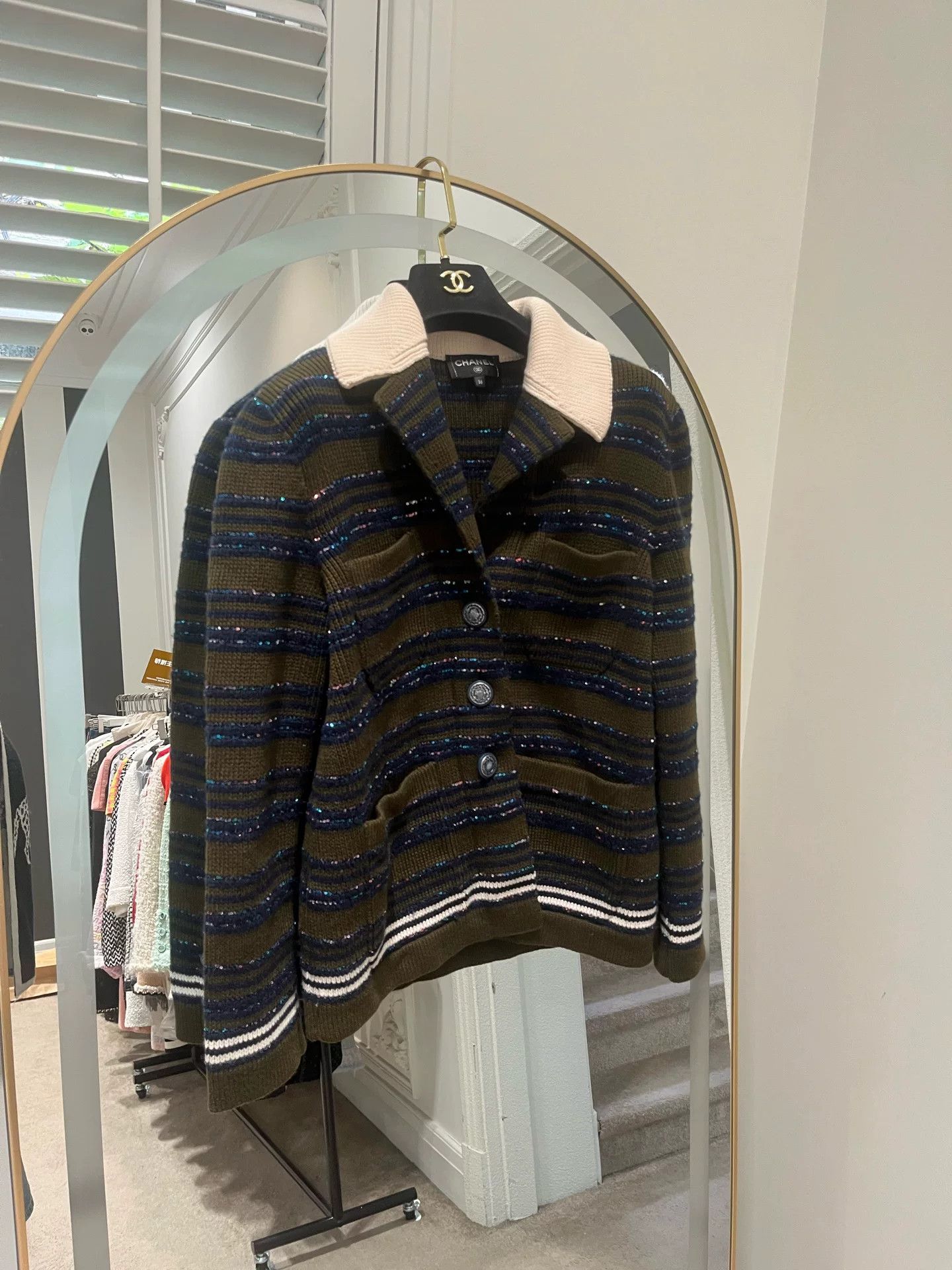 Chanel Chanel 20C Blue Green Stripe Coat Size US XS / EU 42 / 0 - 1 Thumbnail