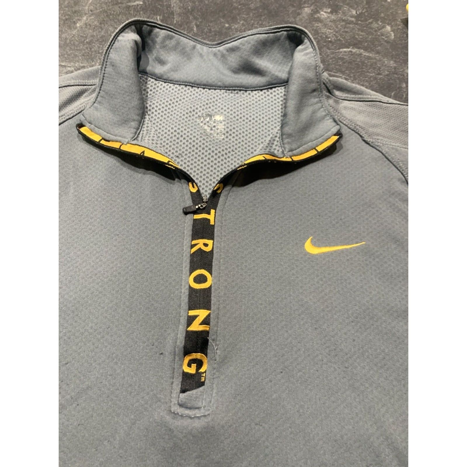 Nike VINTAGE Nike Livestrong Men's Pullover Zip Sweatshirt Adult Medium Gray Yellow Activewear Running Slim Size US M / EU 48-50 / 2 - 6 Thumbnail