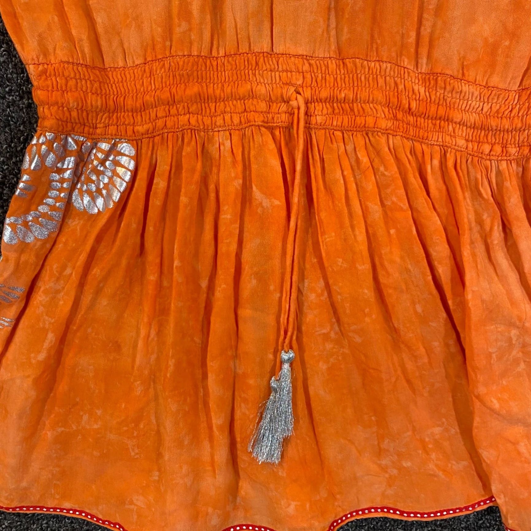 Poupette St Barth Poupette St. Barth Womens V Neck Abstract Metallic Midi Dress Orange Size 1 Size XS / US 0-2 / IT 36-38 - 3 Thumbnail
