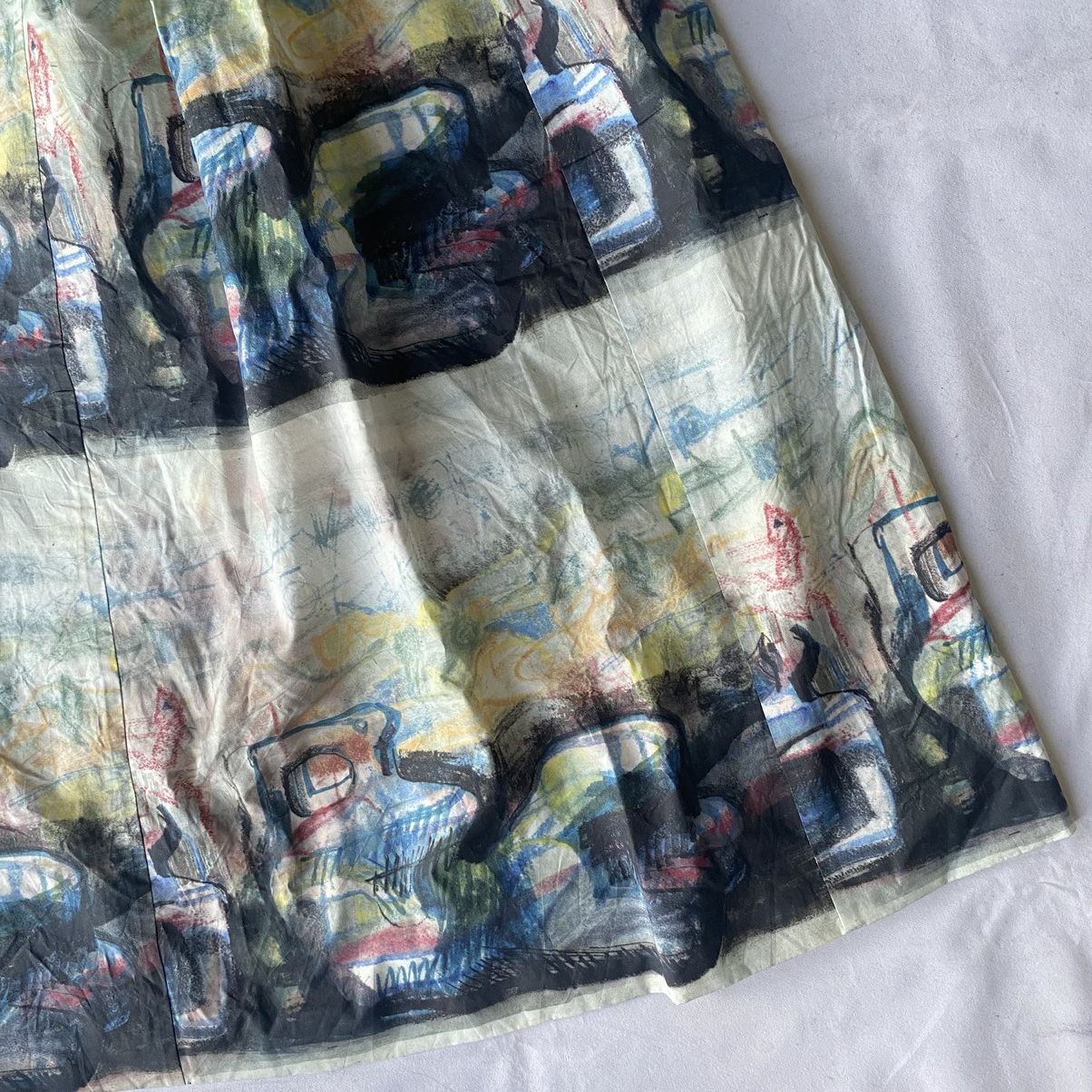 Burberry × Designer Artistic Abstract Printed Burberry A-Line Midi Skirt Size 26" / US 2 / IT 38 - 4 Thumbnail