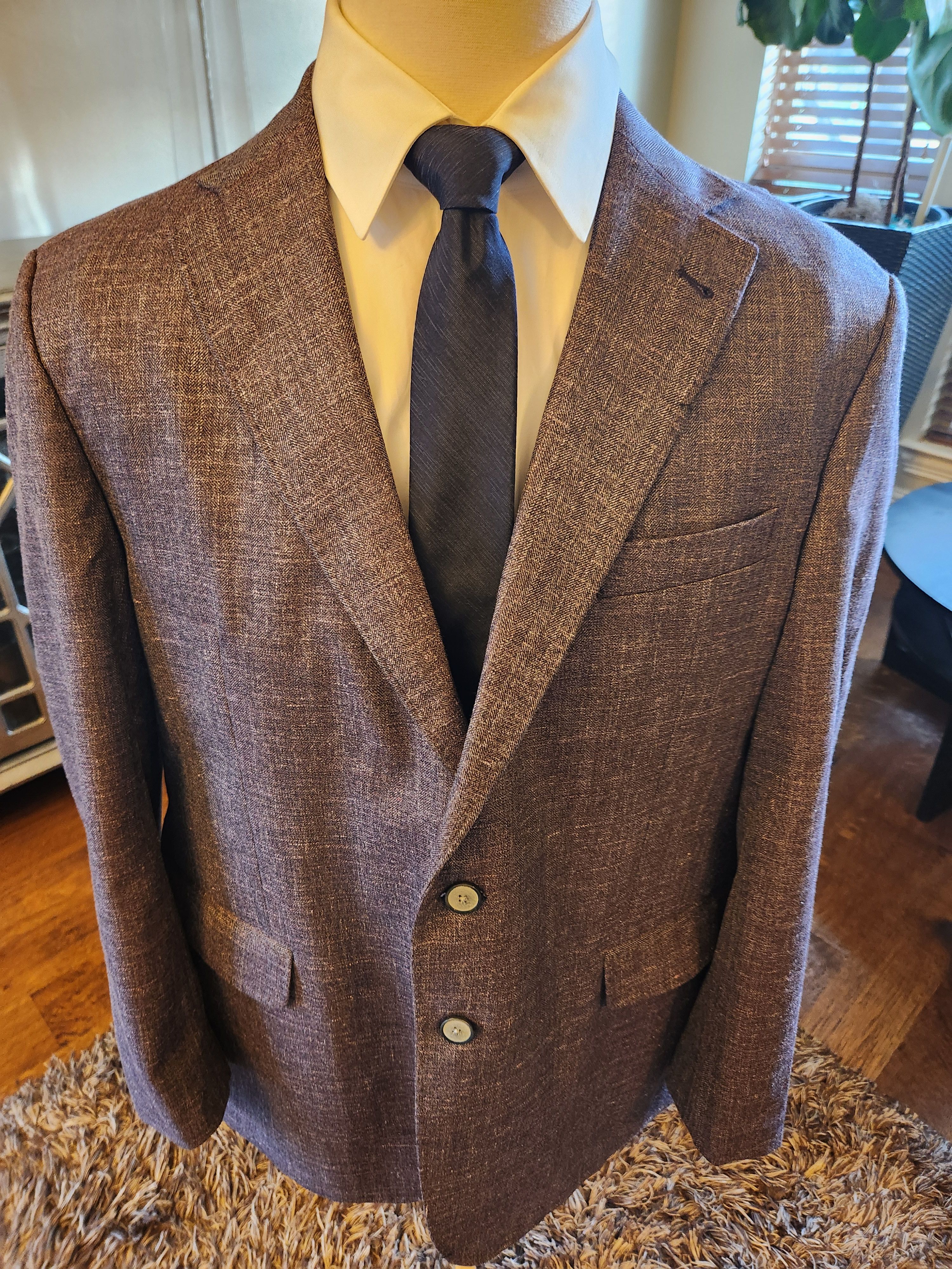 Joseph Abboud NWOT Men's Wool Blend Purple Unstructured Blazer Size 46R - 1 Thumbnail