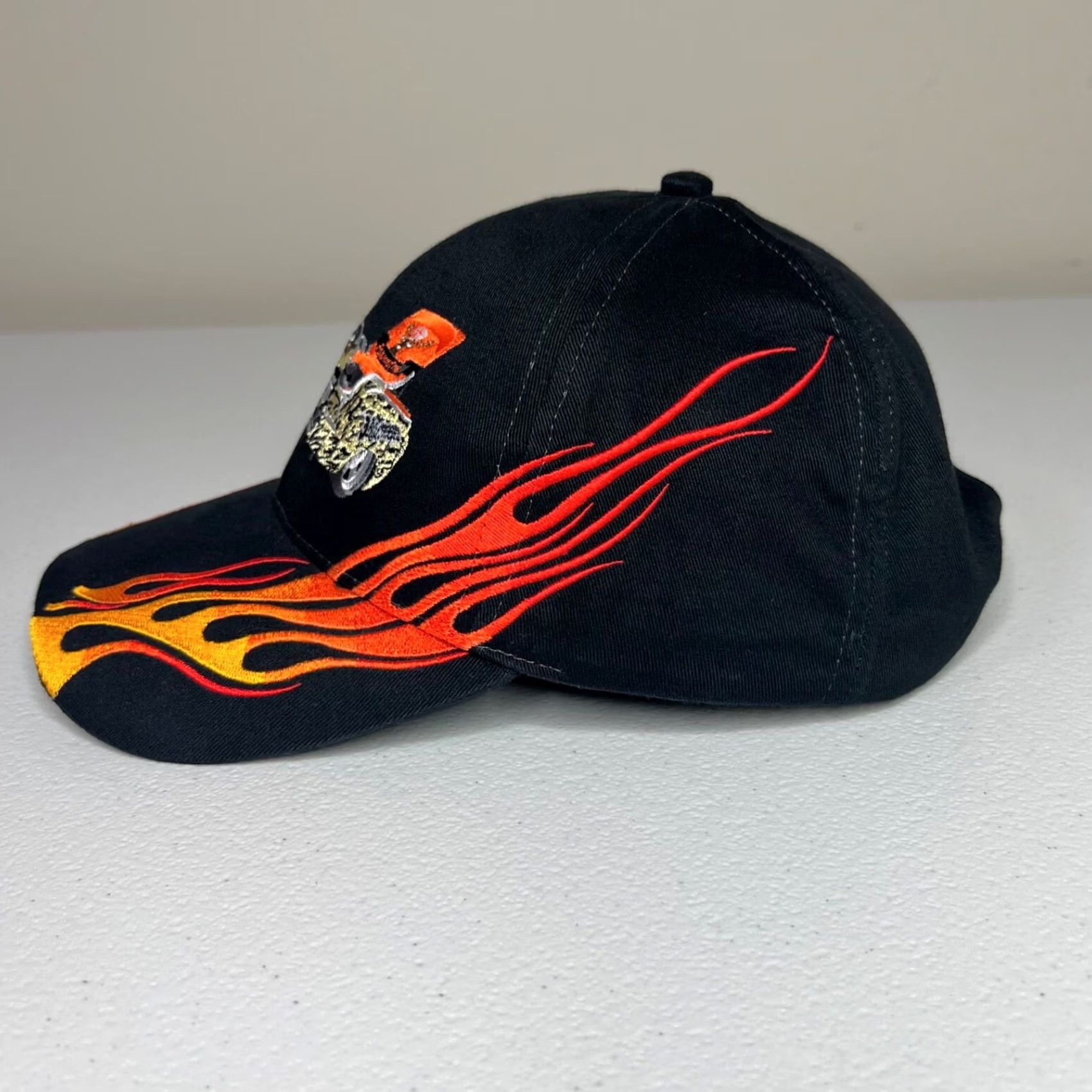Vintage Jagermeister Hat Cap Black Mens Adjustable Embroidered Flames Motorcycle Biker Cap Size ONE SIZE - 4 Thumbnail