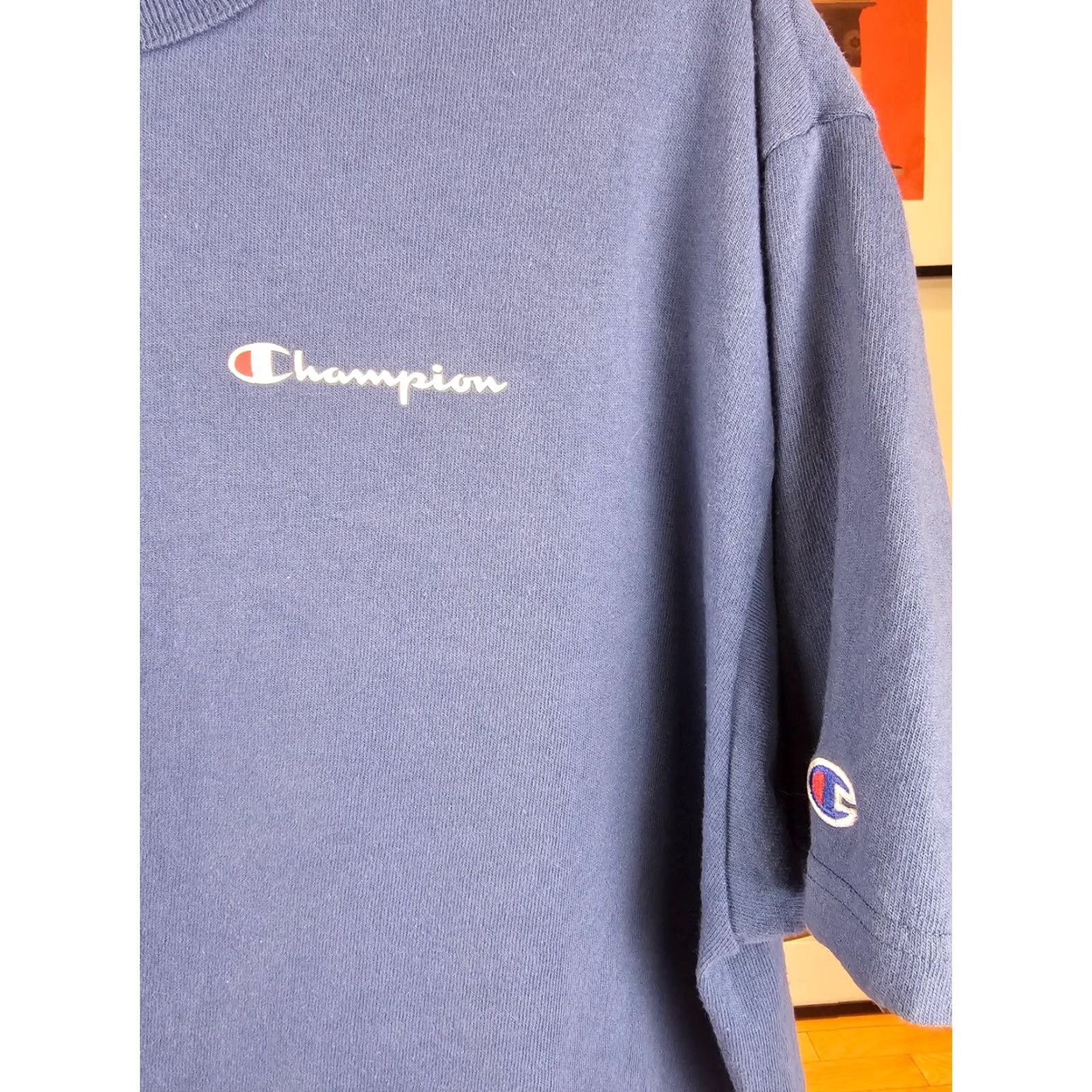 Champion VINTAGE Champion Cotton Blue T-Shirt SZ XLARGE Shirt Mens Short Sleeve Round Neck 24 30 Inch 90's Size US L / EU 52-54 / 3 - 2 Thumbnail