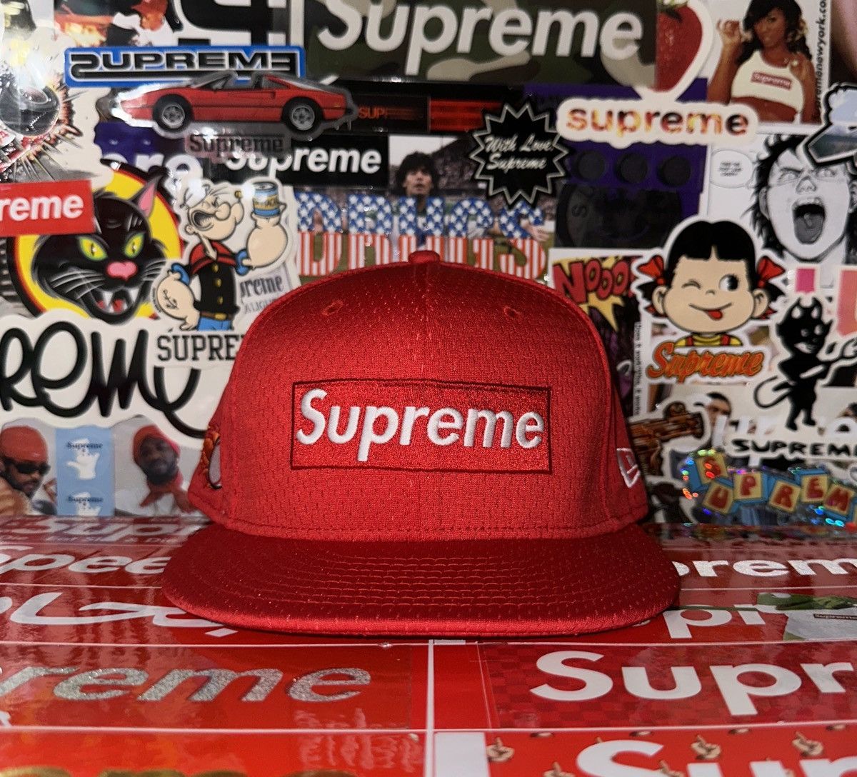 New Era × Supreme Supreme Box Logo New Era 2018 Red Mesh Fitted