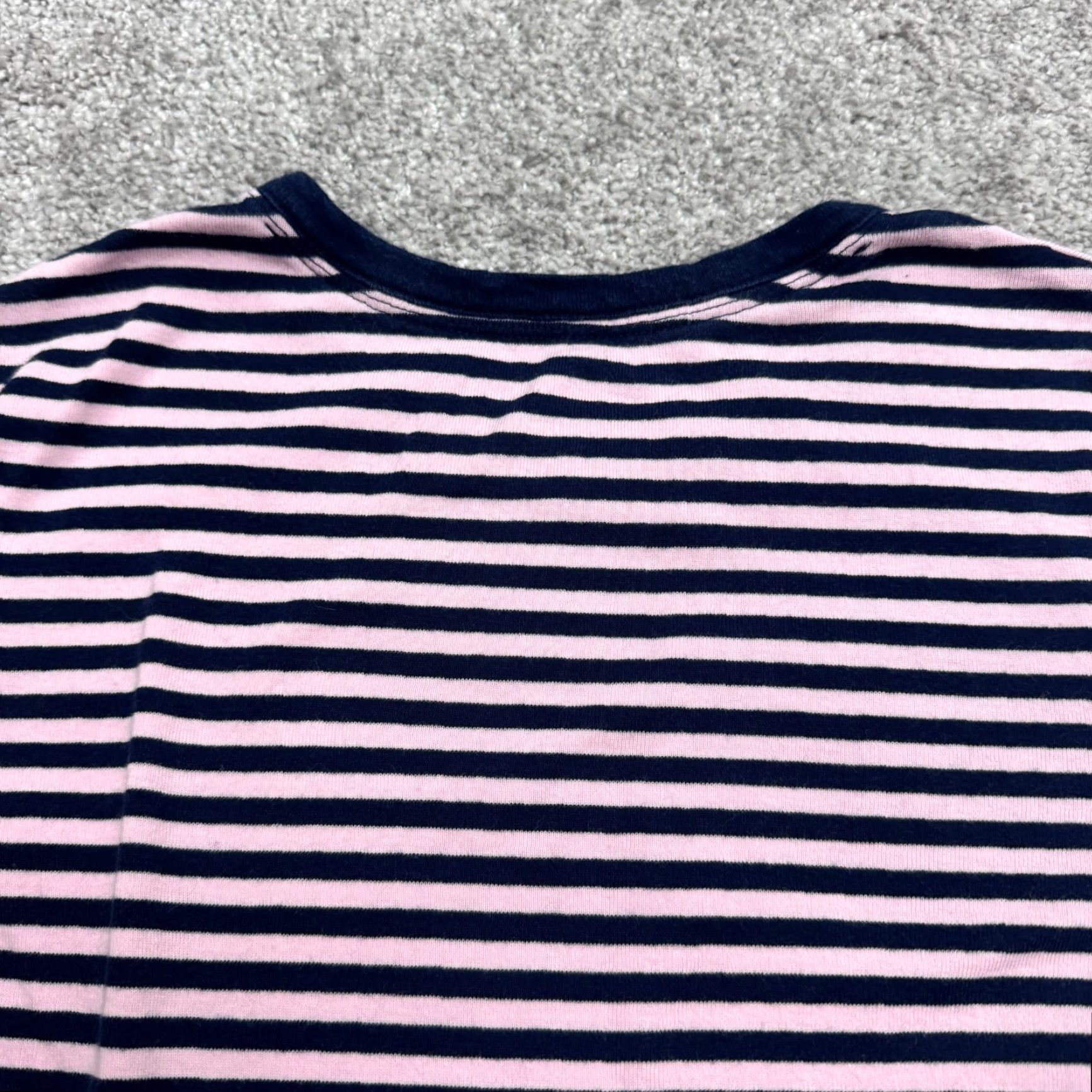 Lands' End Lands' End Shaped Fit T-Shirt Womens Petite XS Navy Pink Striped Crew Neck Tee Size XS / US 0-2 / IT 36-38 - 4 Thumbnail