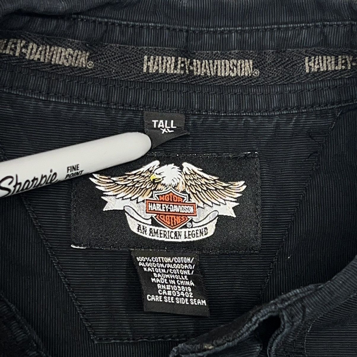 Harley Davidson × Vintage Harley Davidson Button Up Shirt Black Embroidered Logo Biker Size US XL / EU 56 / 4 - 8 Thumbnail