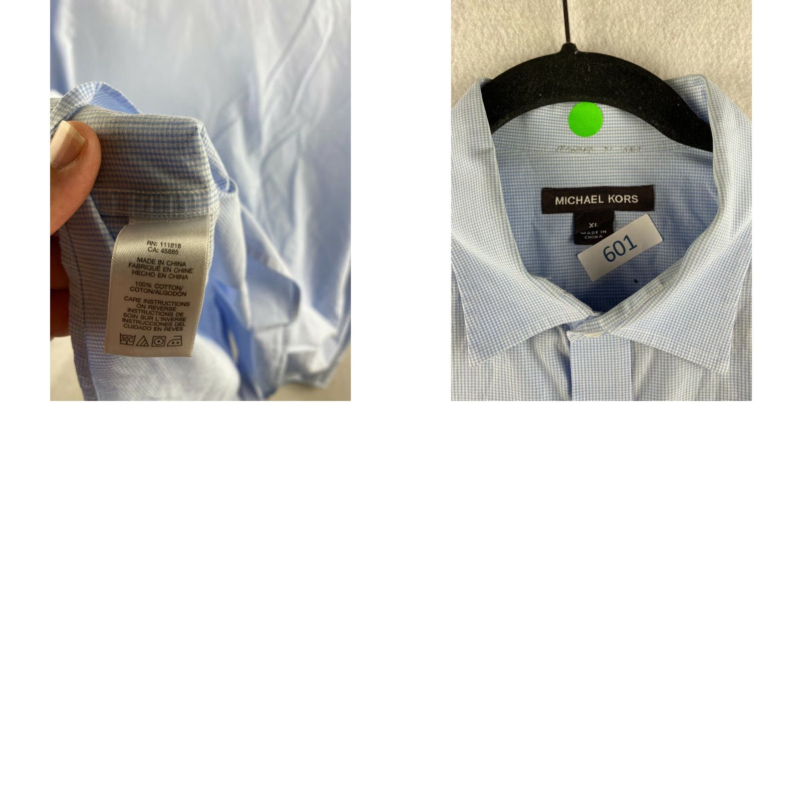 Michael Kors Michael Kors Shirt Mens XL Blue Button-Up Long Sleeve Pockets Checkered Cotton Size US XL / EU 56 / 4 - 8 Thumbnail