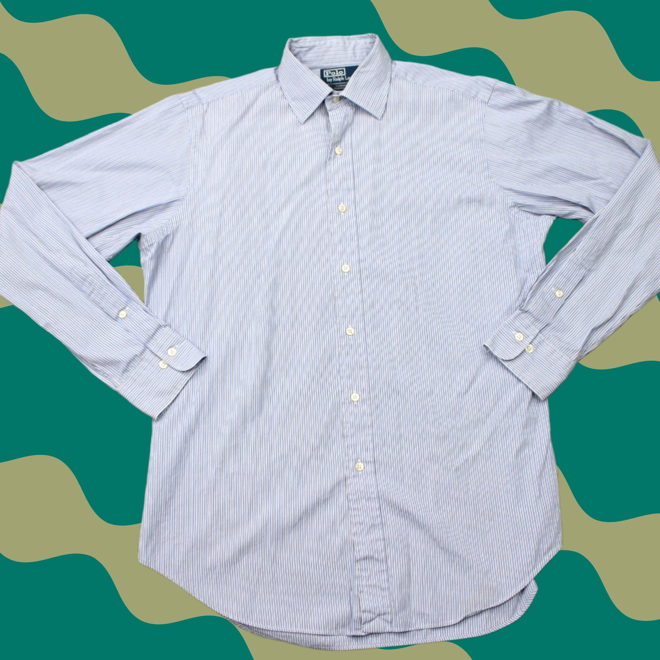 Polo Ralph Lauren Polo Ralph Lauren Dress Shirt Mens 15 1/2 34/35 Blue Curham Cotton L/S Button-Down Shirt Size 42R - 1 Thumbnail