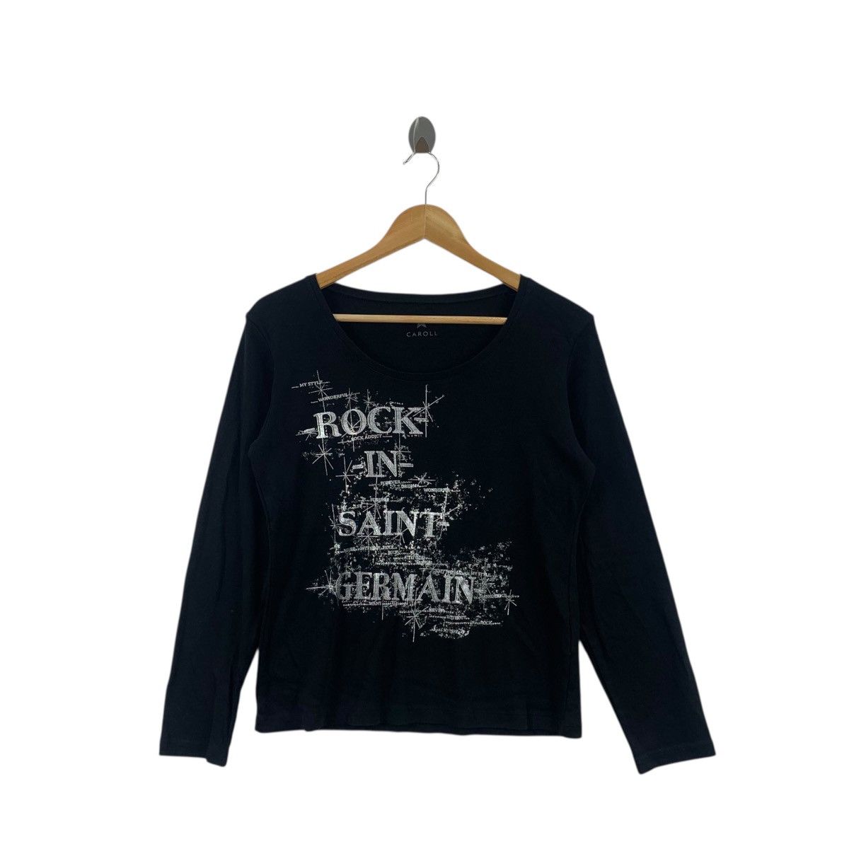 Japanese Brand CAROLL PARIS Rock In Saint Germain Bling Tee Shirt Top Long Size S / US 4 / IT 40 - 1 Thumbnail