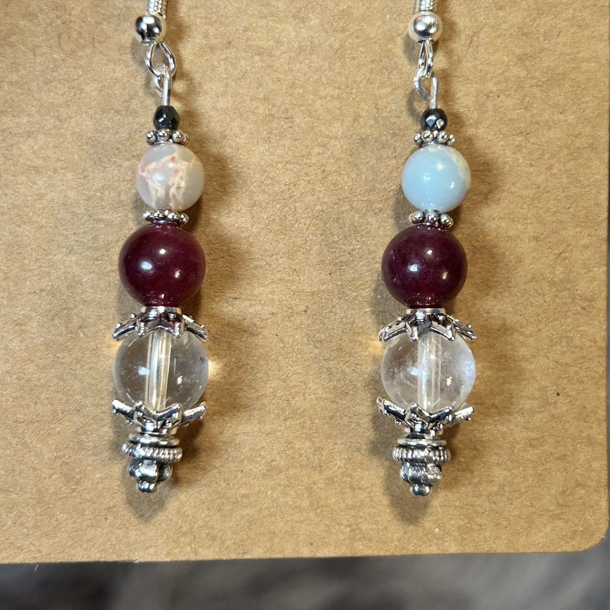 Handmade Handcrafted genuine quartz almandine garnet earrings Size ONE SIZE - 3 Thumbnail