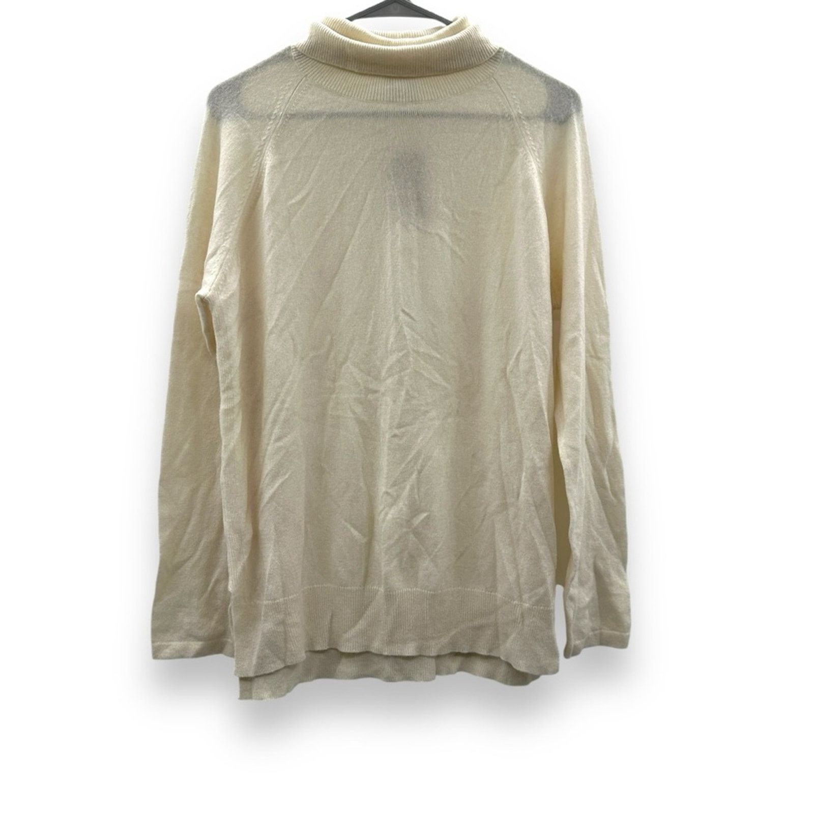 J.McLaughlin J. McLaughlin 100% Cashmere Cream Turtleneck Sweater Sz L Size L / US 10 / IT 46 - 1 Thumbnail