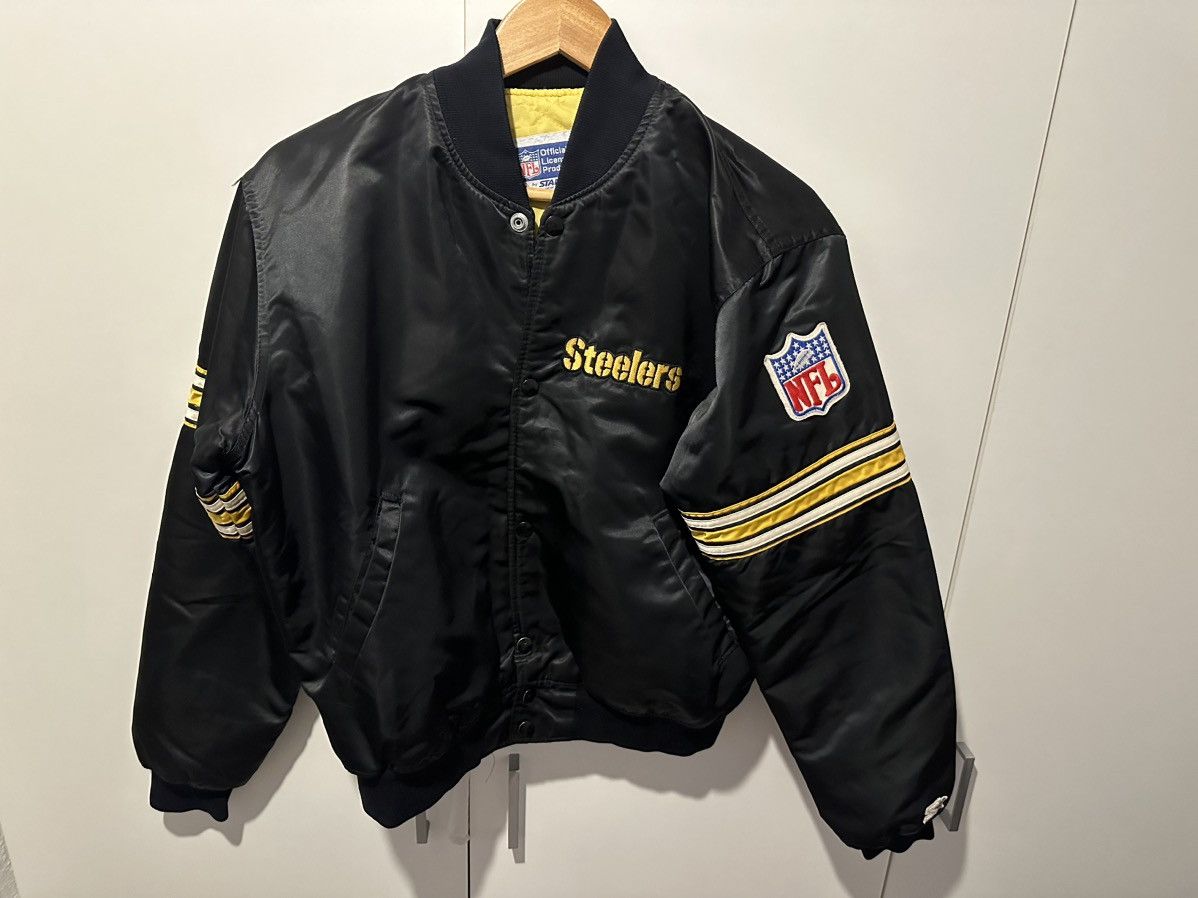 Image of Starter Jacke Steelers Size S Nfl Vintage Jacket in Black, Men's