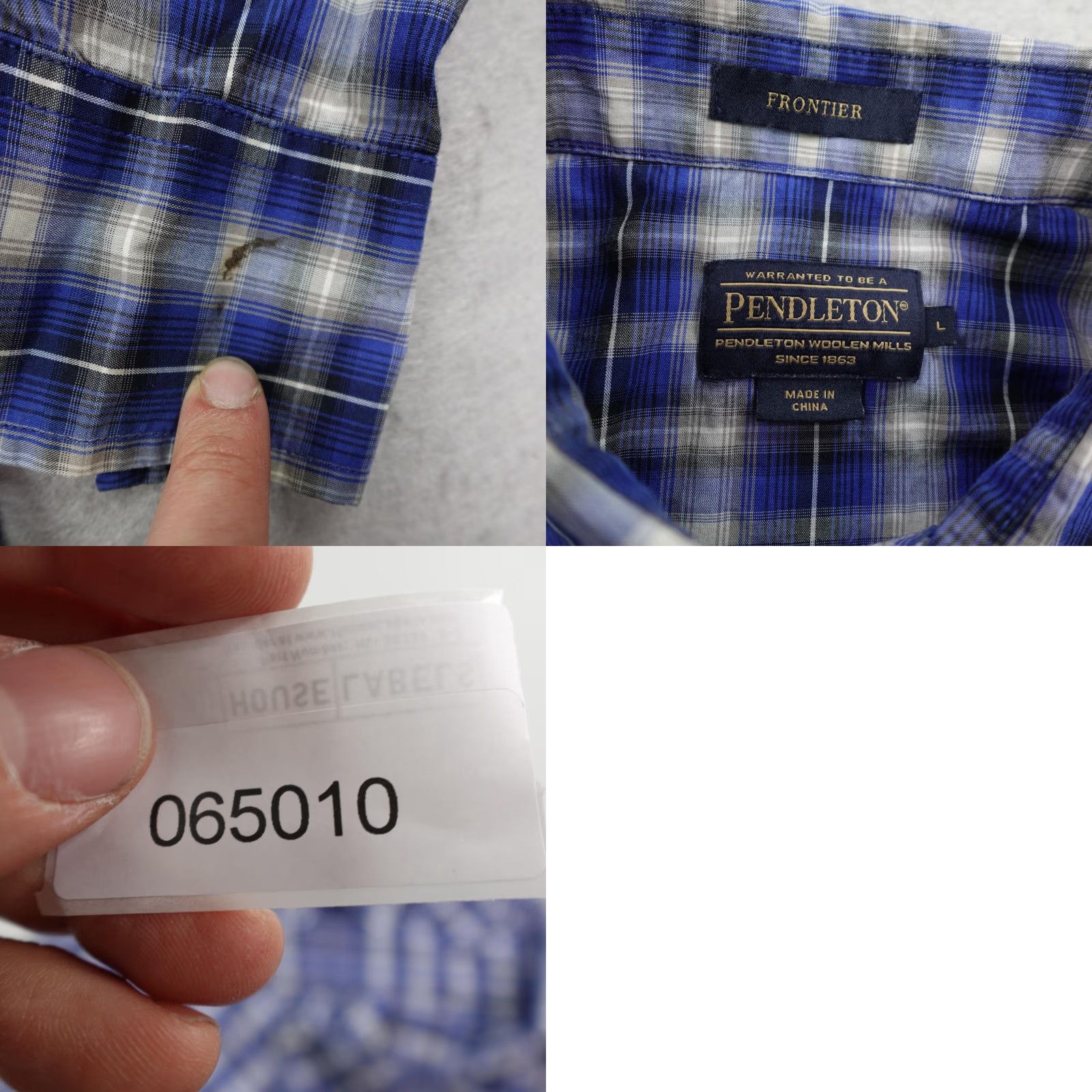 Pendleton VINTAGE Pendleton Shirt Mens Large Blue White Plaid Western Pearl Snap Frontier Cowboy Shirt Men Large Blue Plaid Pearl Snap Cowboy Size US L / EU 52-54 / 3 - 8 Thumbnail
