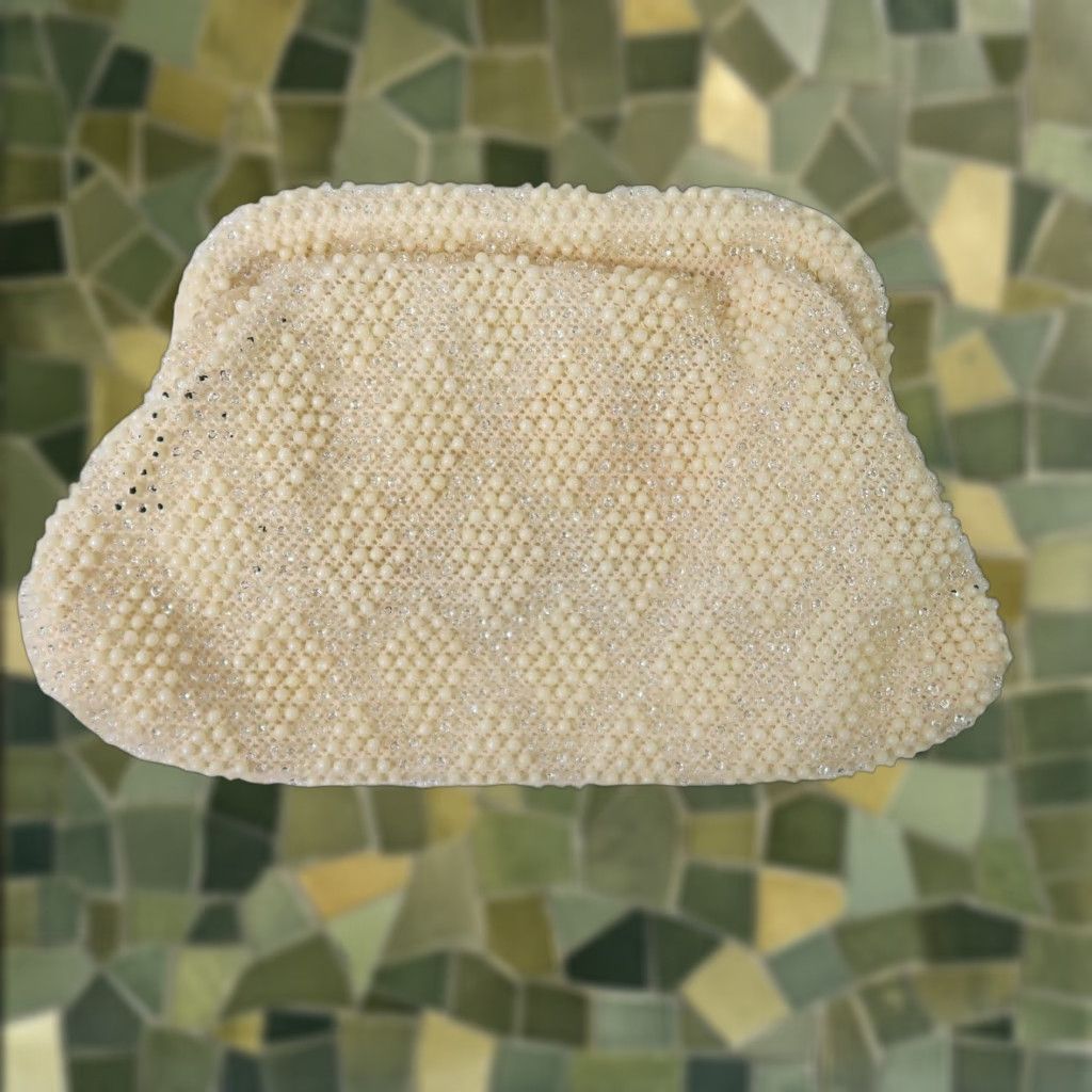Vintage VINTAGE Beaded Cream Corde Clutch Bag Evening PURSE Women's Small 50s Retro Party" Size ONE SIZE - 1 Thumbnail