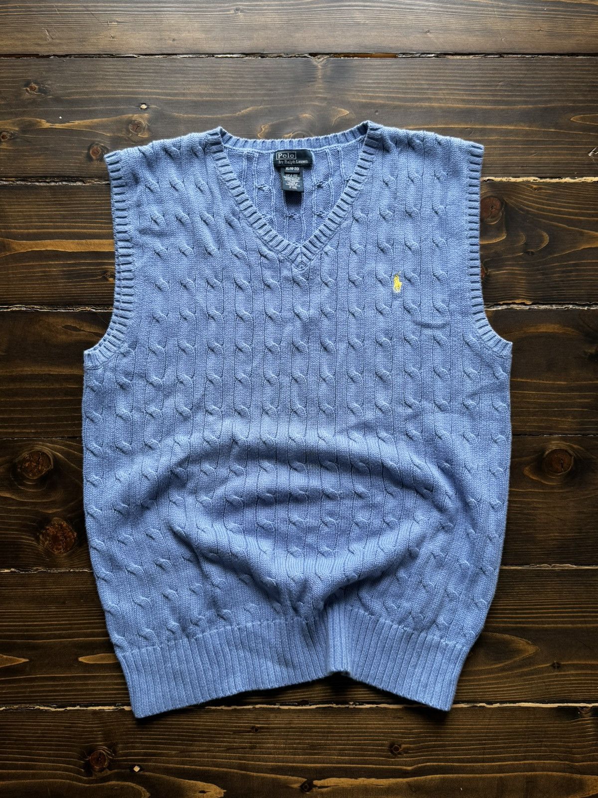 Vintage Polo Ralph Lauren Blue Cable Knit Vest