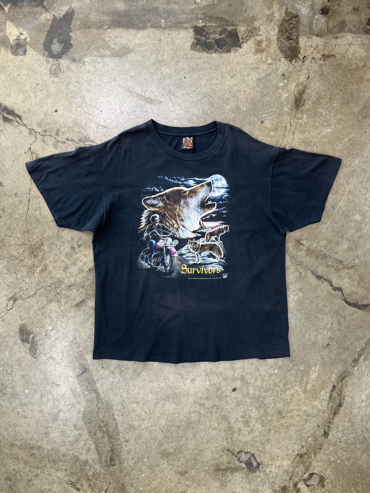 Harley Davidson Vintage 3D Emblem 1992 Survivors Motorcycle Wolf Tee XXL Size US XXL / EU 58 / 5 - 2 Thumbnail