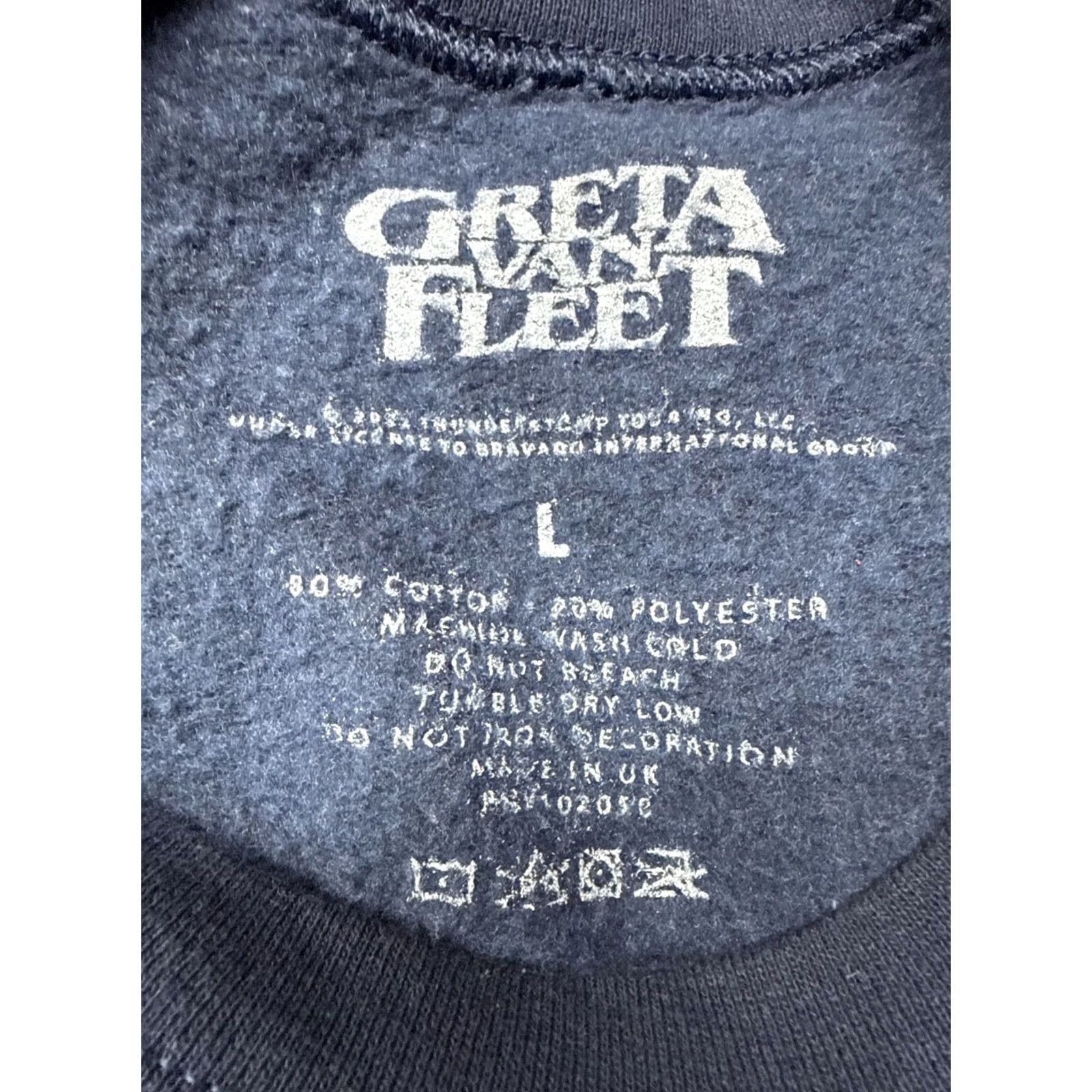 Vintage Greta Van Fleet Sweatshirt Crewneck L Dreams In Gold Blue Unisex Adults Long Sleeve Fleece Pullover 26” Length Size US L / EU 52-54 / 3 - 5 Thumbnail